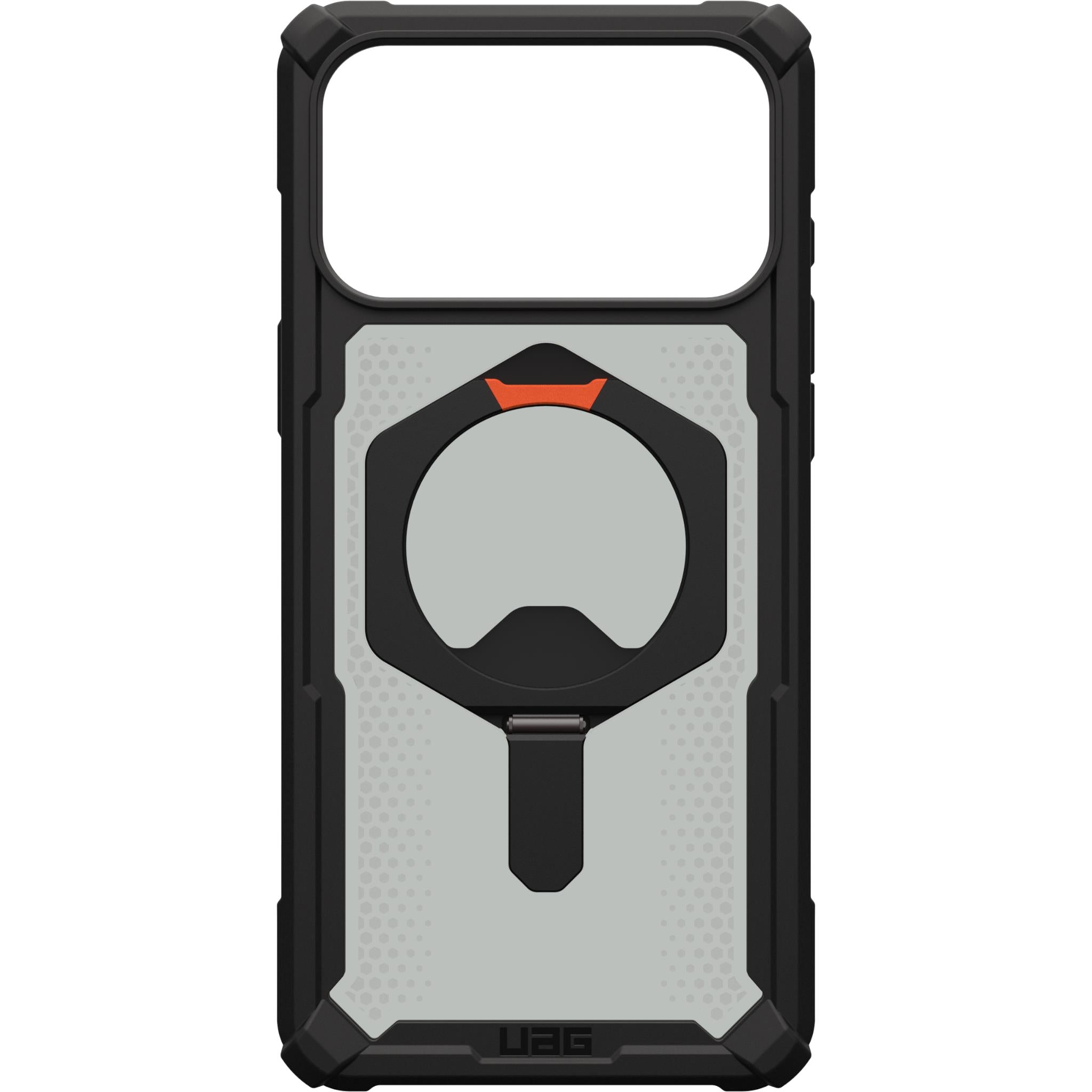 UAG Plasma XTE kickstand phone case for iPhone Pro Max, black with orange accent