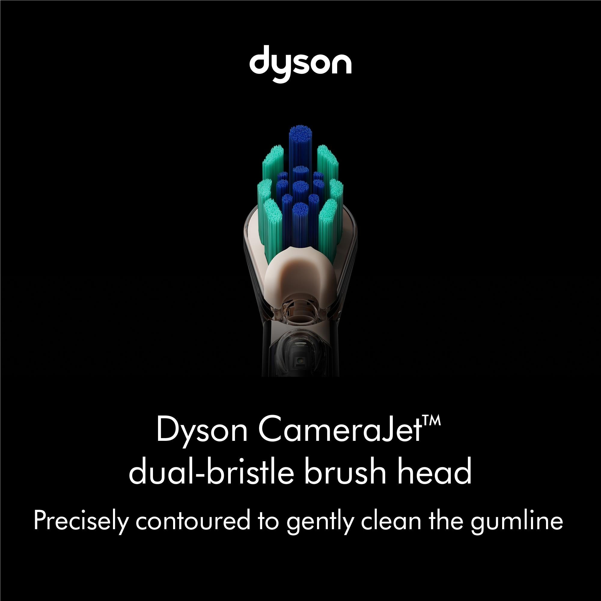 Dyson dual-bristle brush head attachment with teal and blue bristles