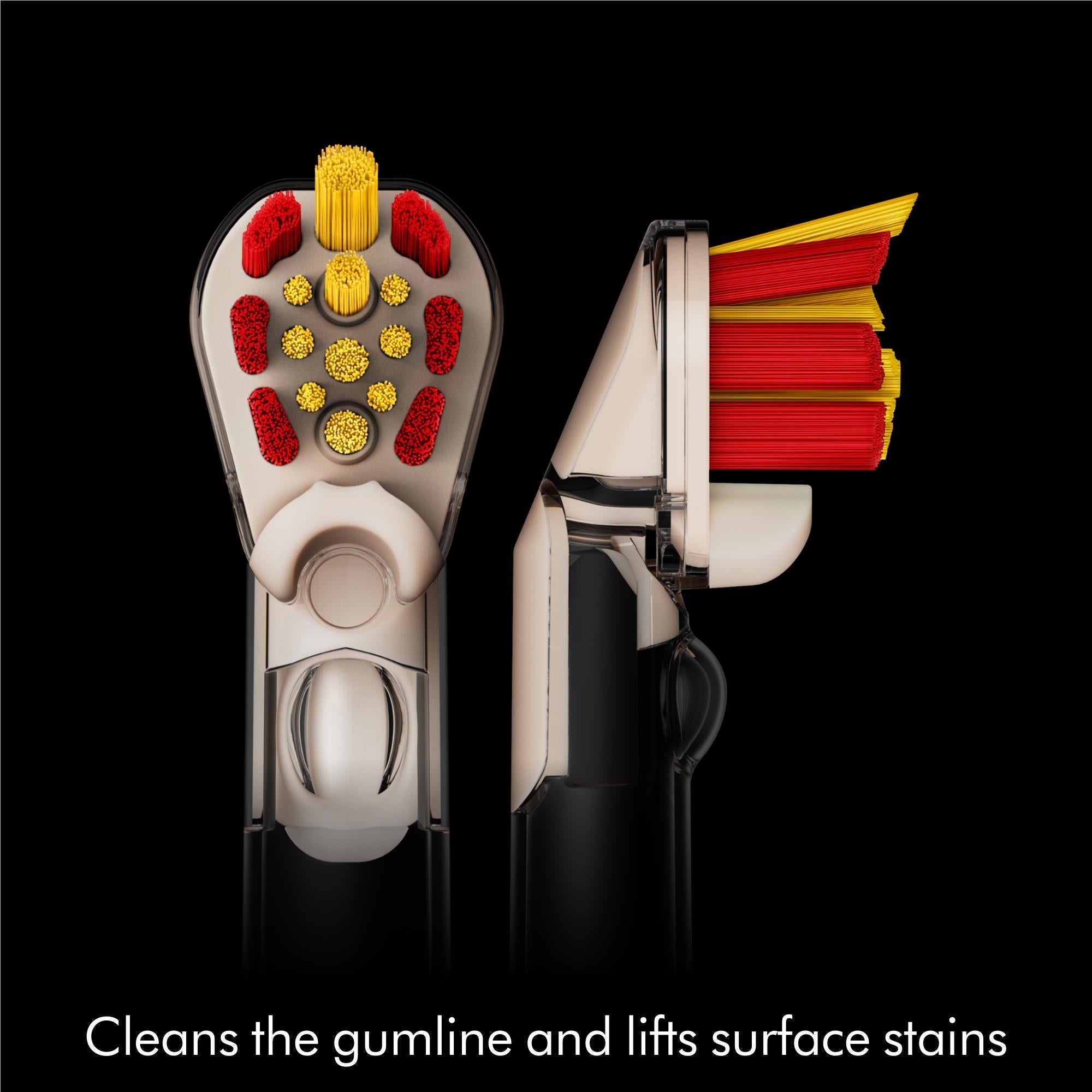 Dyson CameraJet dual-bristle brush head cleaning tool with red and yellow bristles