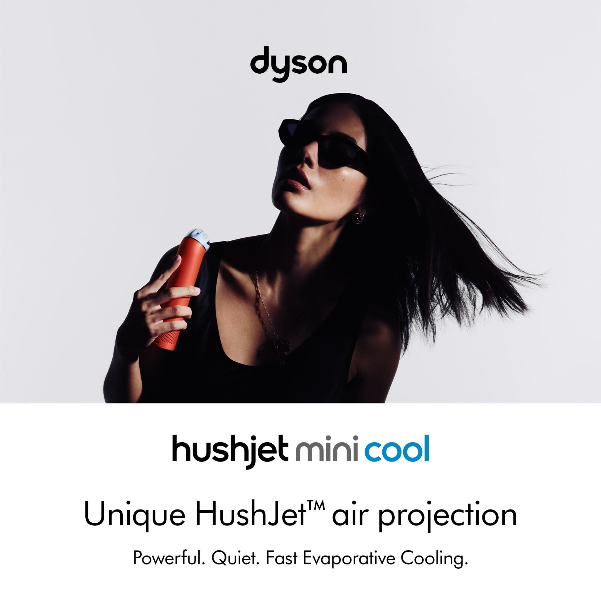 Dyson mini cool handheld fan, carnelian red body with control buttons