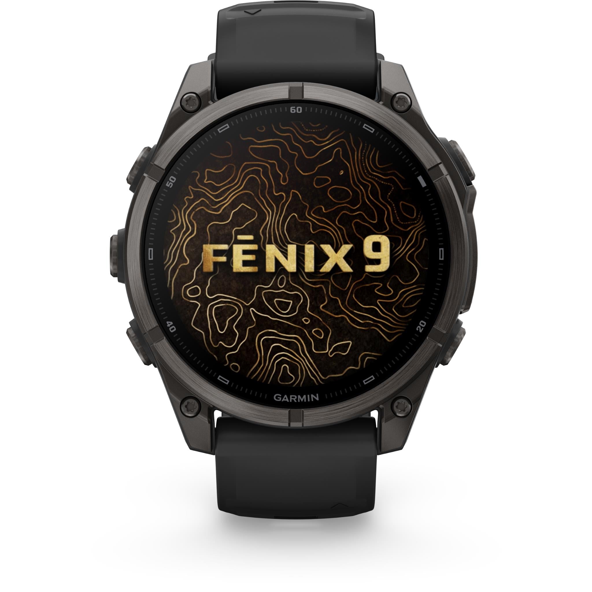 Garmin fenix 9 47mm GPS smartwatch in Carbon Grey DLC titanium with black silicone band, image 2 - Smart Watches at Tech Supply Shed NZ