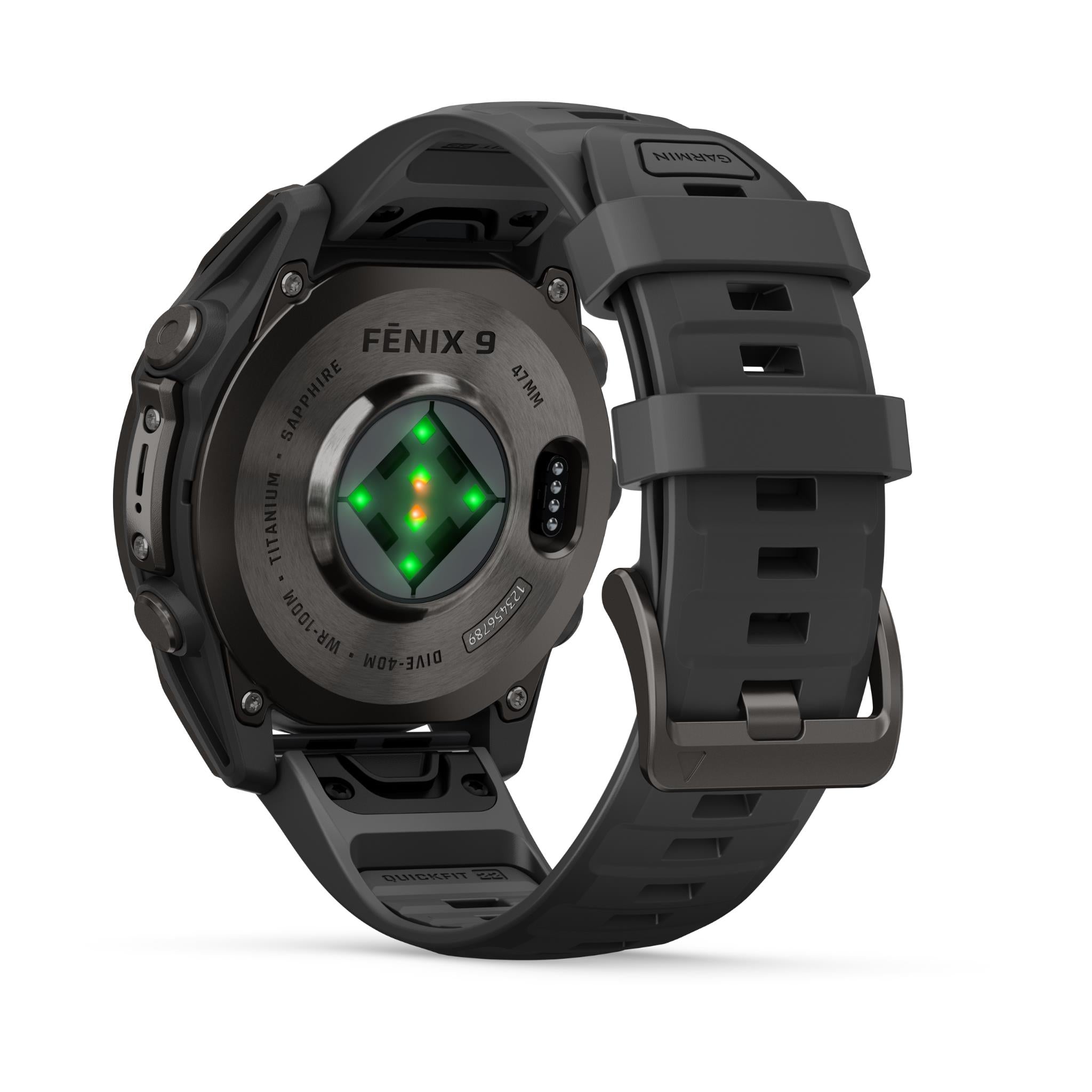 Garmin fenix 9 47mm GPS smartwatch in Carbon Grey DLC titanium with black silicone band, image 8 - Smart Watches at Tech Supply Shed NZ
