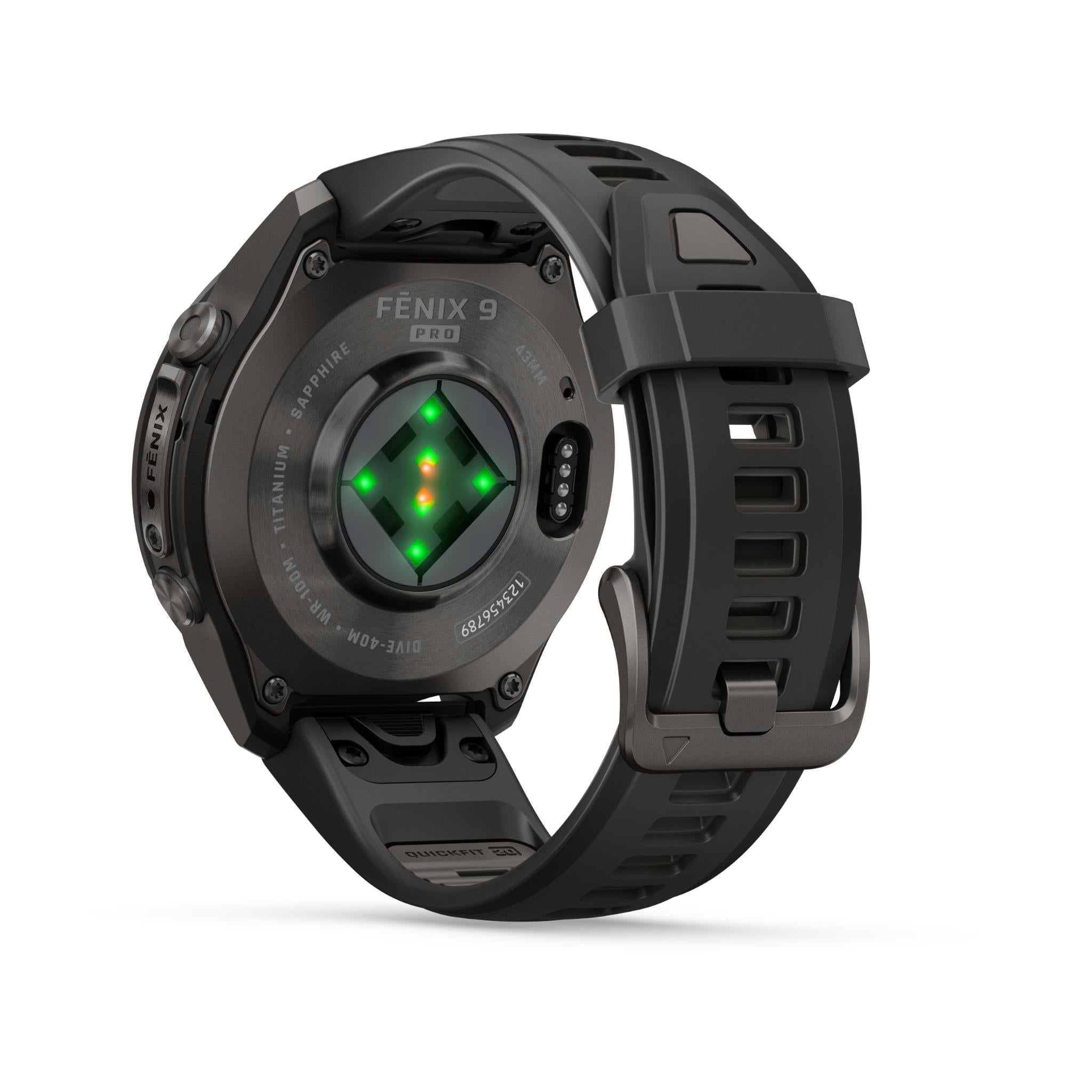 Garmin fenix 9 Pro 43mm GPS smartwatch in Carbon Grey DLC titanium with black and pebble grey band, image 3 - Smart Watches at Tech Supply Shed NZ