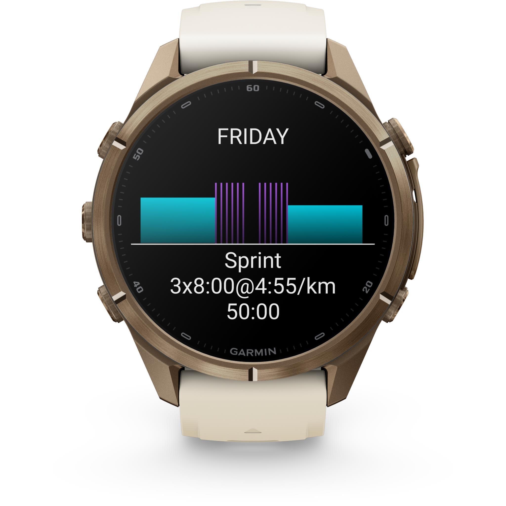 Garmin fenix 9 Pro 43mm smartwatch, Autumn Gold Titanium with Cream/French Grey Silicone band, image 6 - Smart Watches at Tech Supply Shed NZ