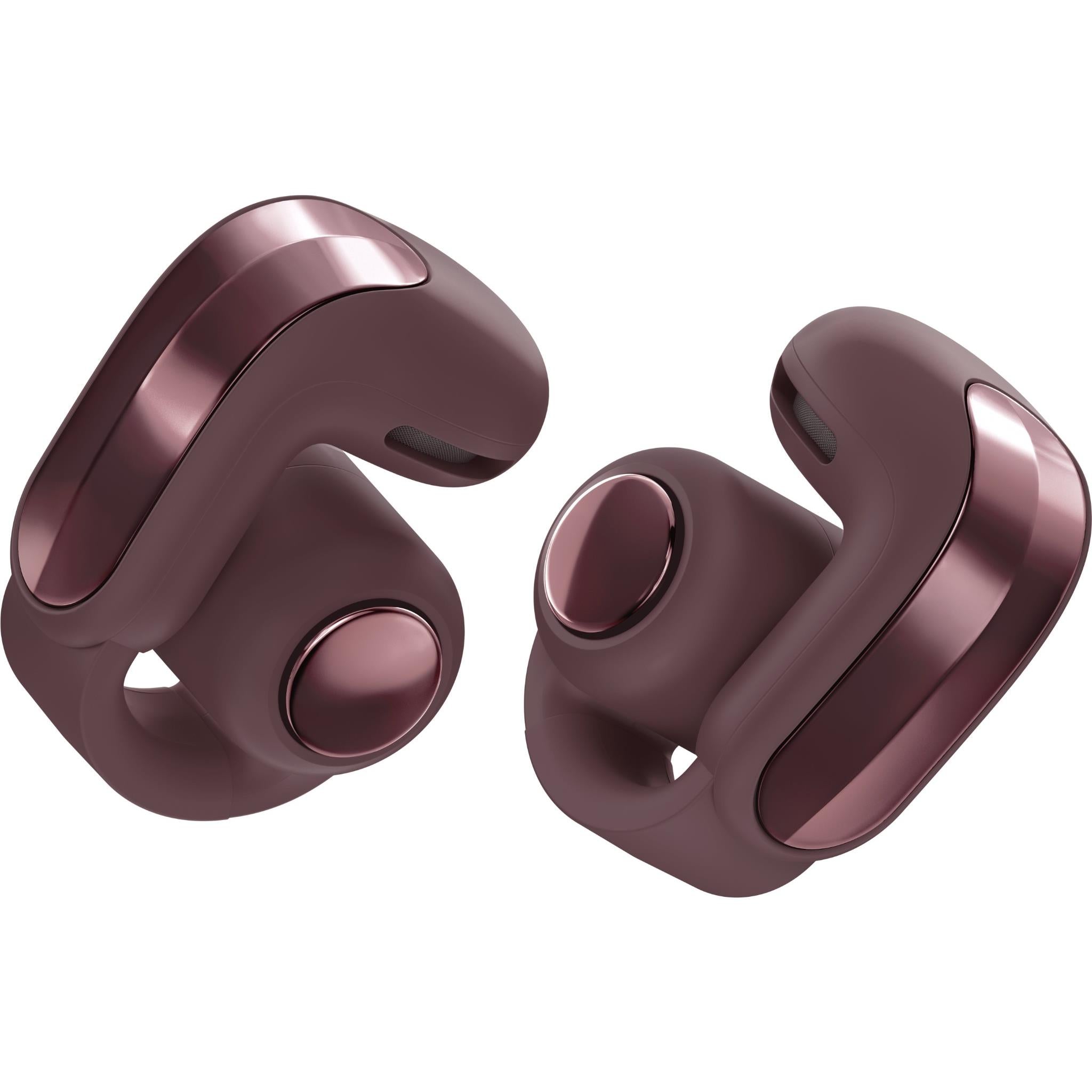 Bose Ultra open-ear earbuds in cherry chocolate with curved open ear tips