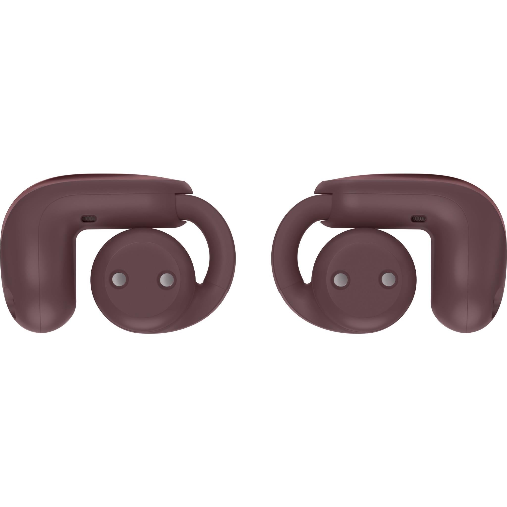 Bose Ultra open-ear earbuds, front view with open curved ear hooks and vents