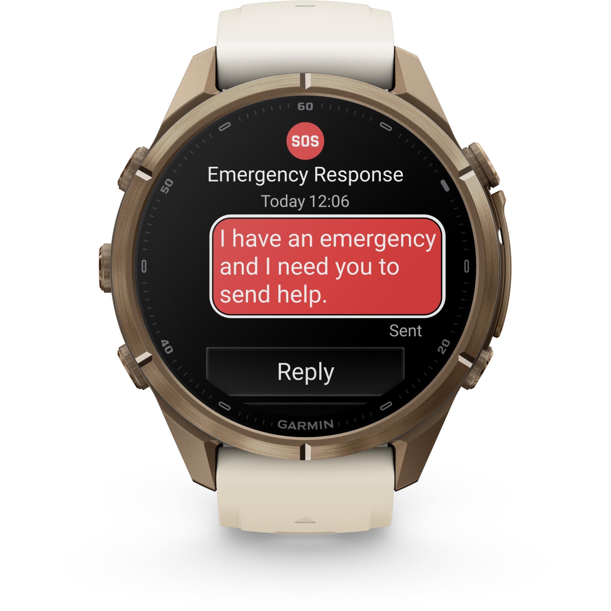 Garmin fenix 9 Pro 43mm with inReach smartwatch, Autumn Gold Titanium with Cream/French Grey Silicone band, image 4 - Smart Watches at Tech Supply Shed NZ