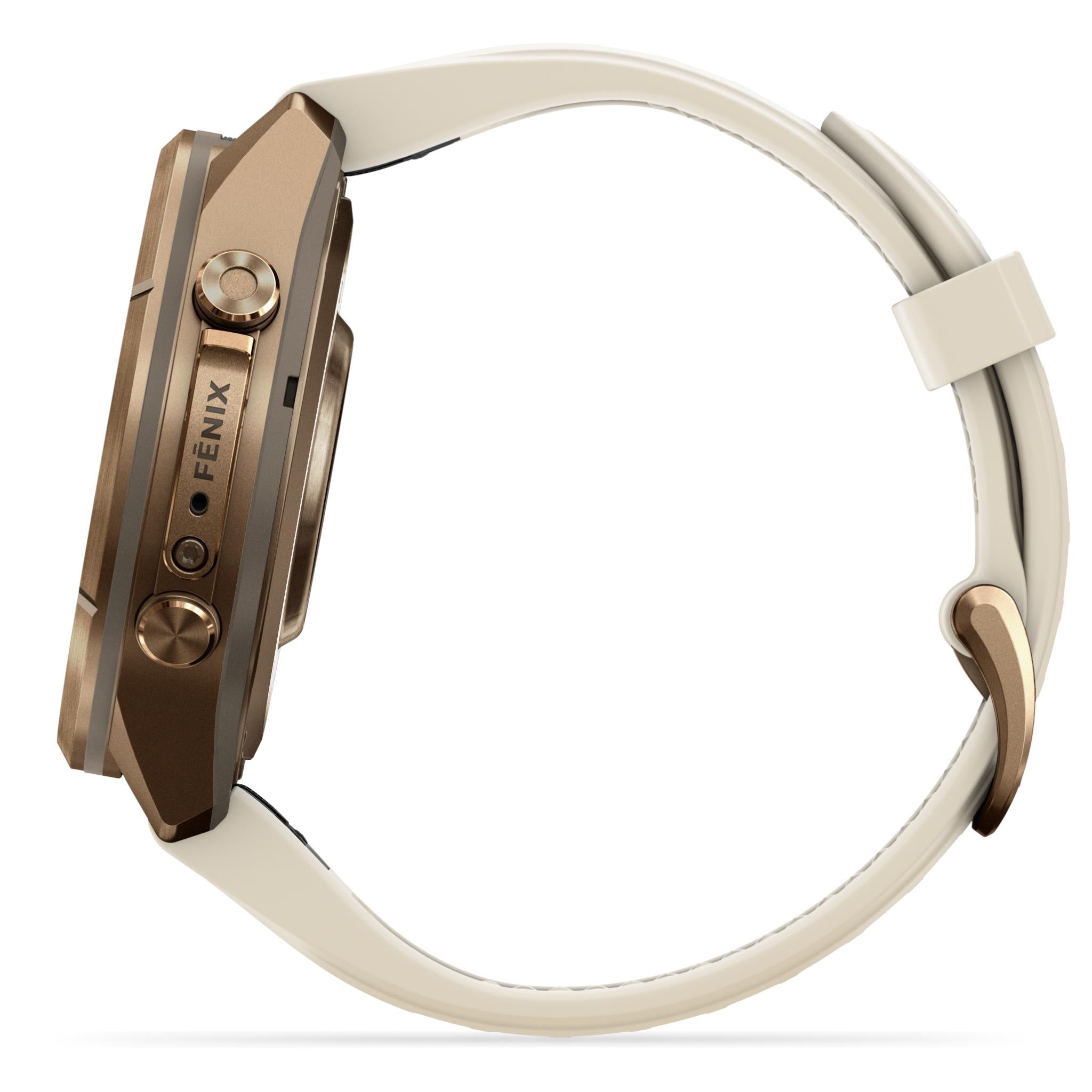 Garmin fenix 9 Pro 43mm with inReach smartwatch, Autumn Gold Titanium with Cream/French Grey Silicone band, image 7 - Smart Watches at Tech Supply Shed NZ
