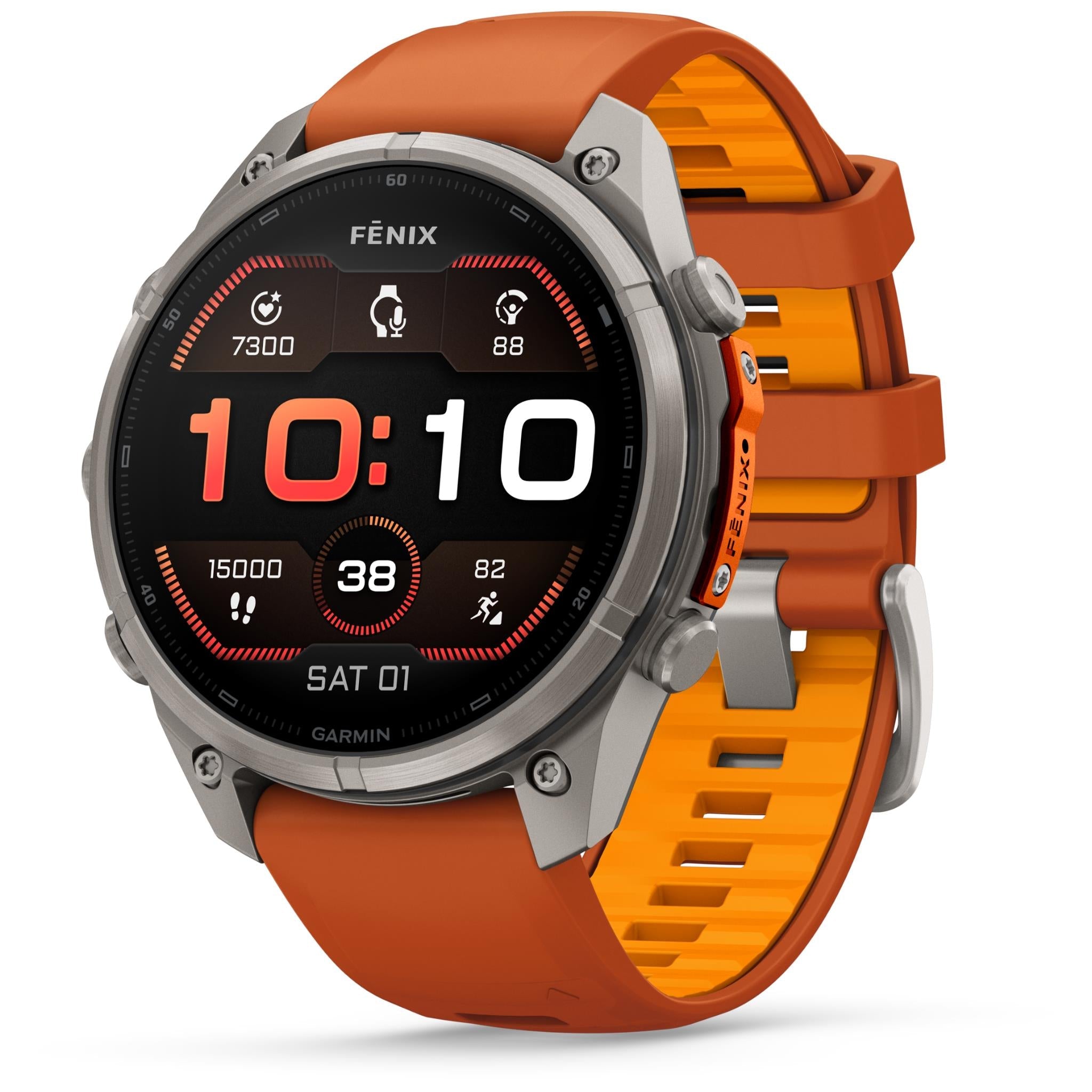 Garmin fenix 9 Pro 47mm smartwatch, Autumn Orange Titanium with Spark Orange Silicone band - Smart Watches at Tech Supply Shed NZ