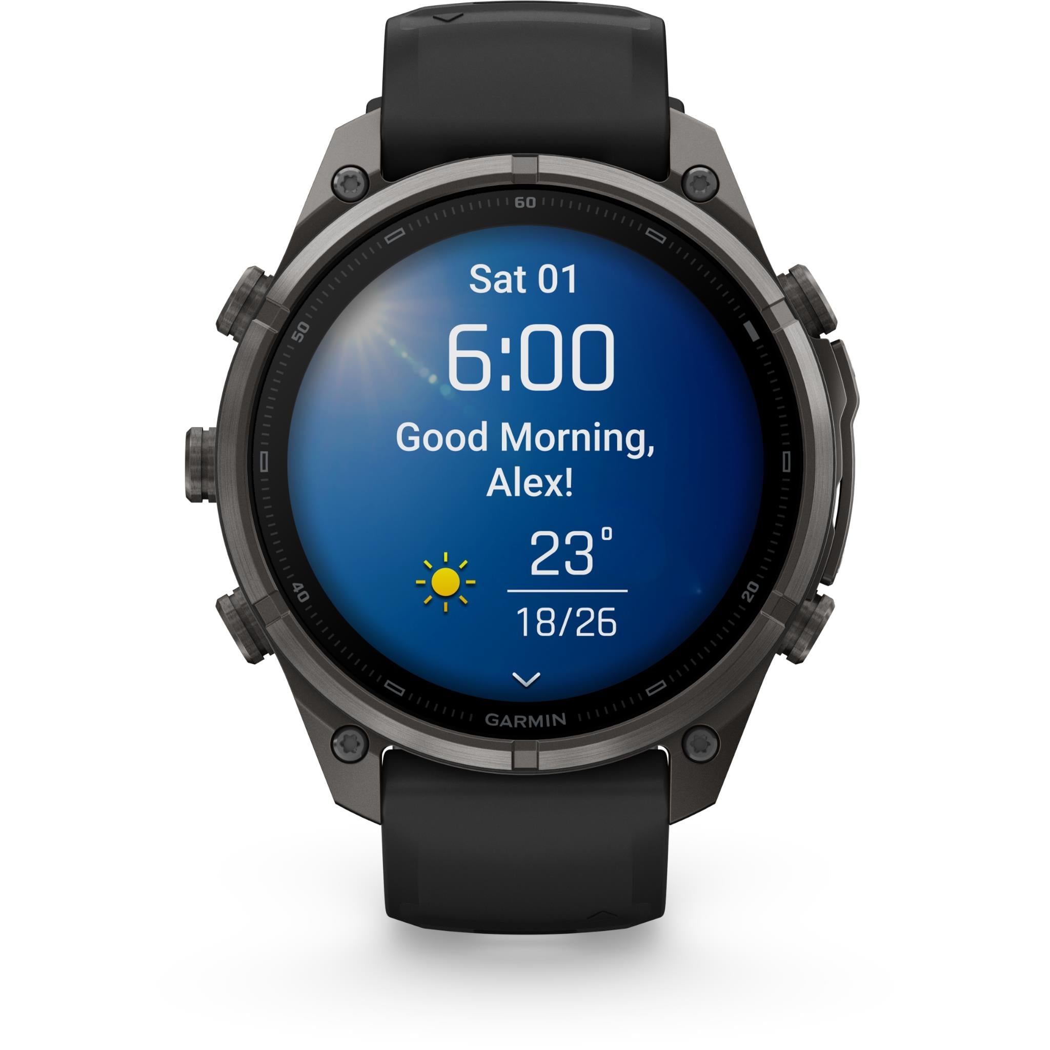 Garmin fenix 9 Pro 47mm smartwatch, Carbon Grey Titanium with Black/Pebble Grey Silicone band, image 6 - Smart Watches at Tech Supply Shed NZ