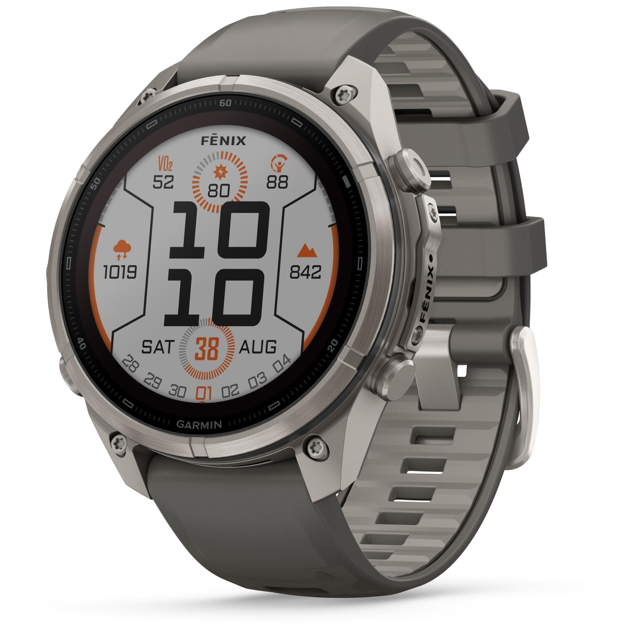 Garmin fenix 9 Pro Solar 47mm GPS smartwatch in titanium with pebble grey silicone band - Smart Watches at Tech Supply Shed NZ