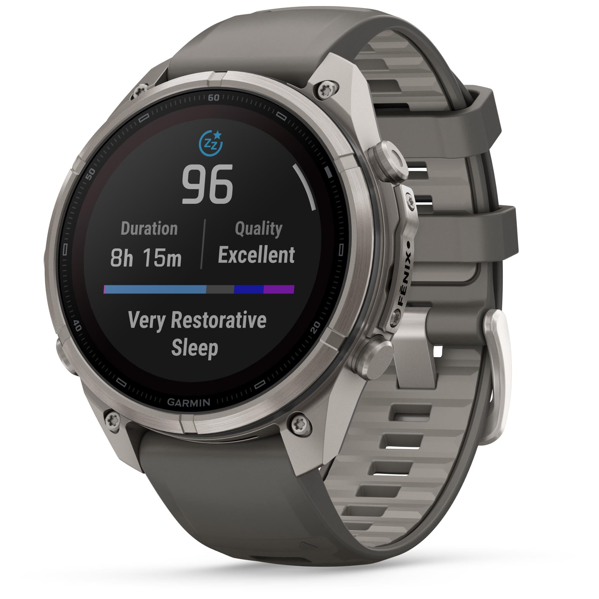 Garmin fenix 9 Pro Solar 47mm GPS smartwatch in titanium with pebble grey silicone band, image 4 - Smart Watches at Tech Supply Shed NZ