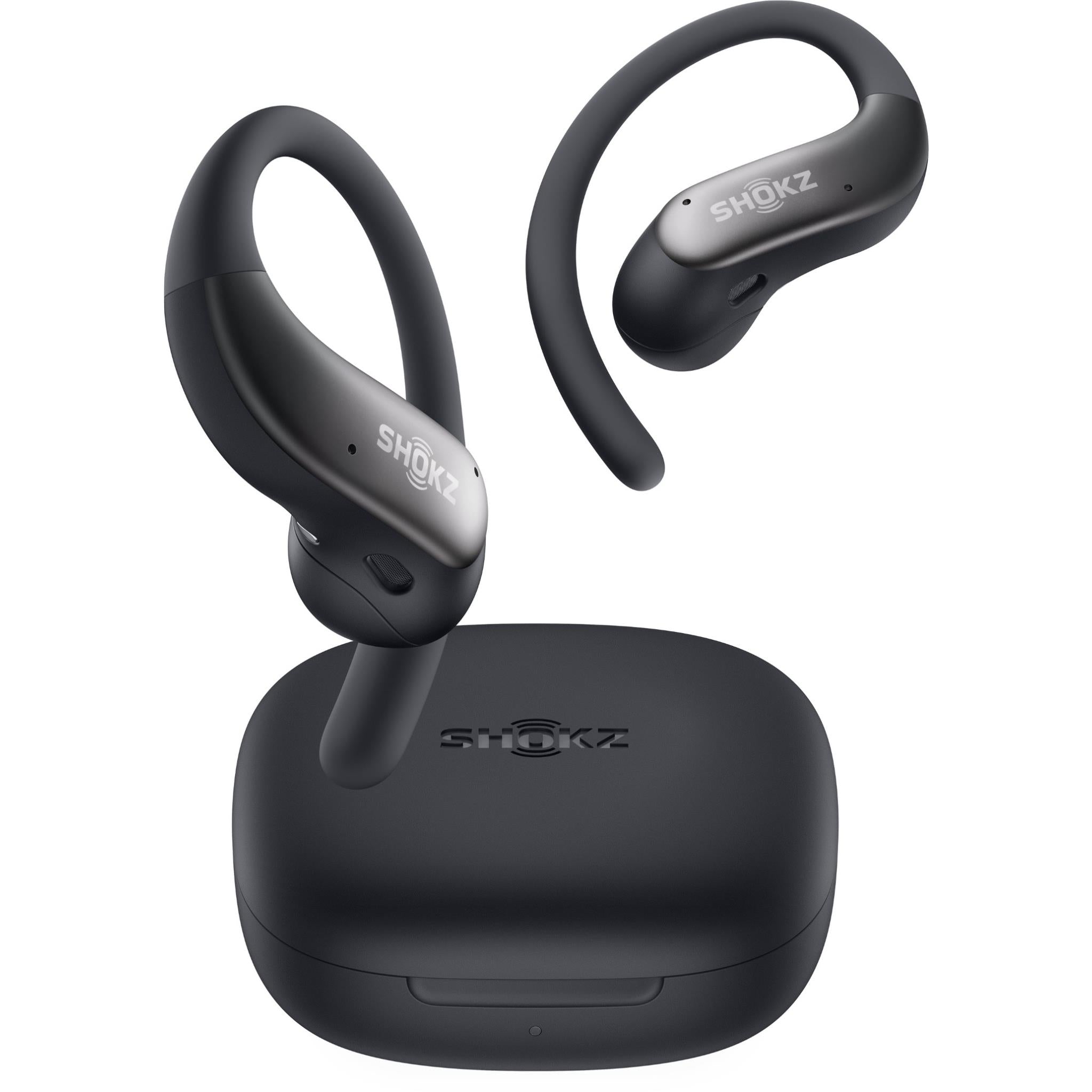 Shokz OpenFit Air 2 open-ear earbuds in black, image 3 - Open-Ear Headphones at Tech Supply Shed NZ