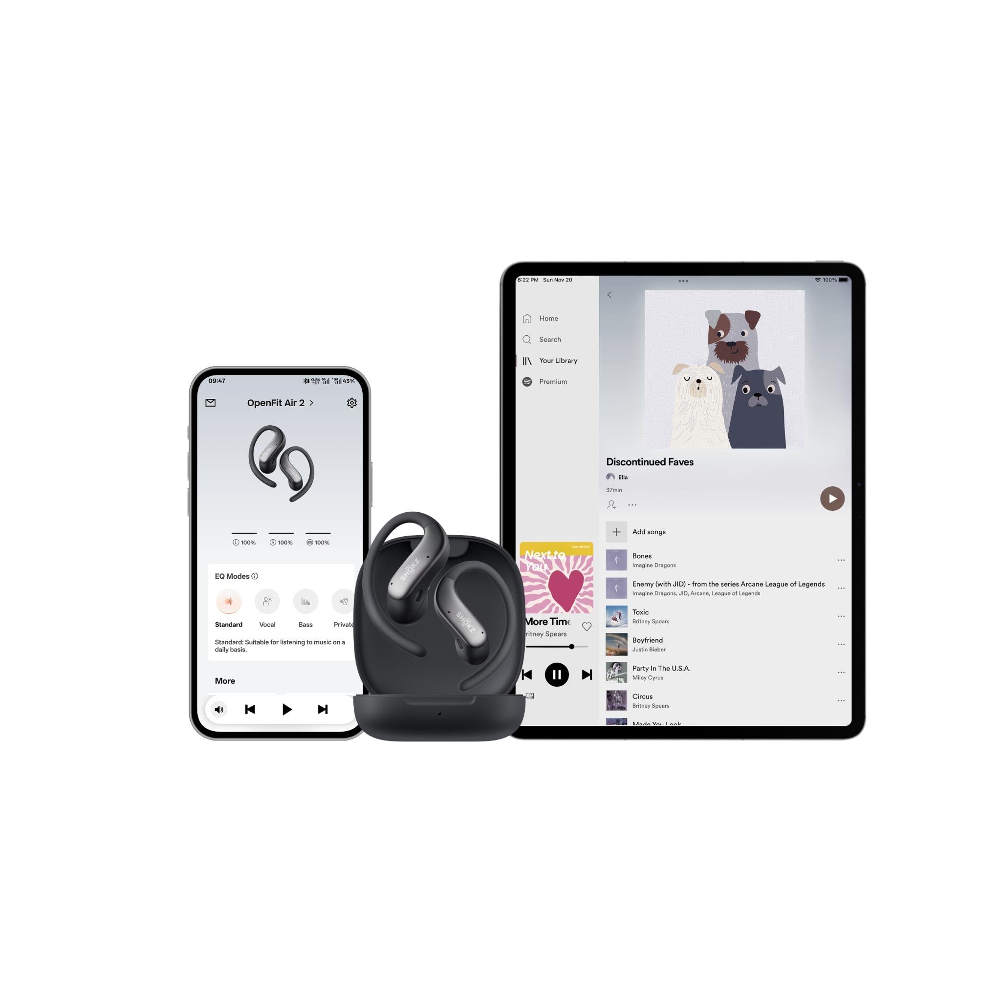 Shokz OpenFit Air 2 open-ear earbuds in black, image 5 - Open-Ear Headphones at Tech Supply Shed NZ