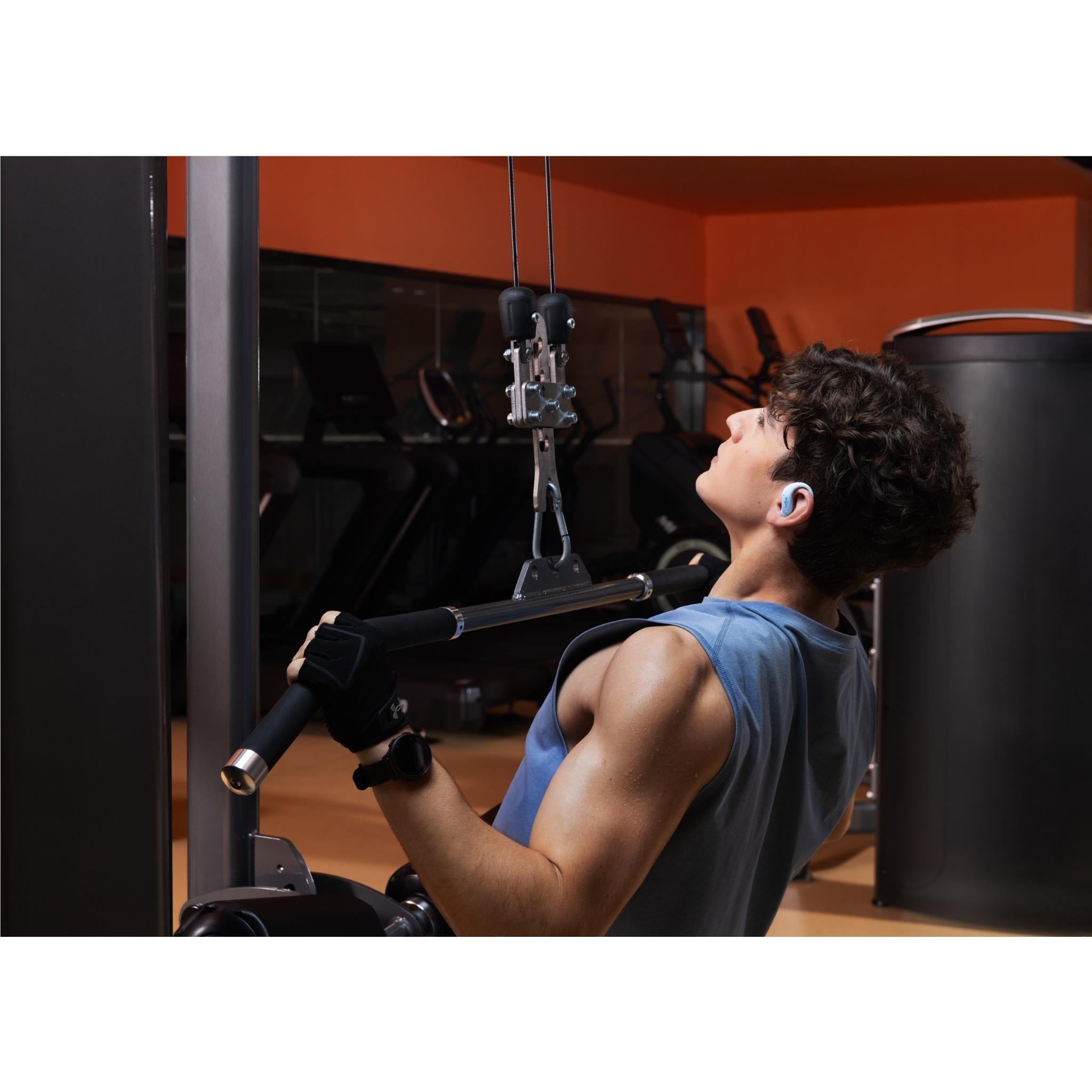 Shokz OpenFit Air 2 open-ear earbuds in ice blue, image 5 - Open-Ear Headphones at Tech Supply Shed NZ