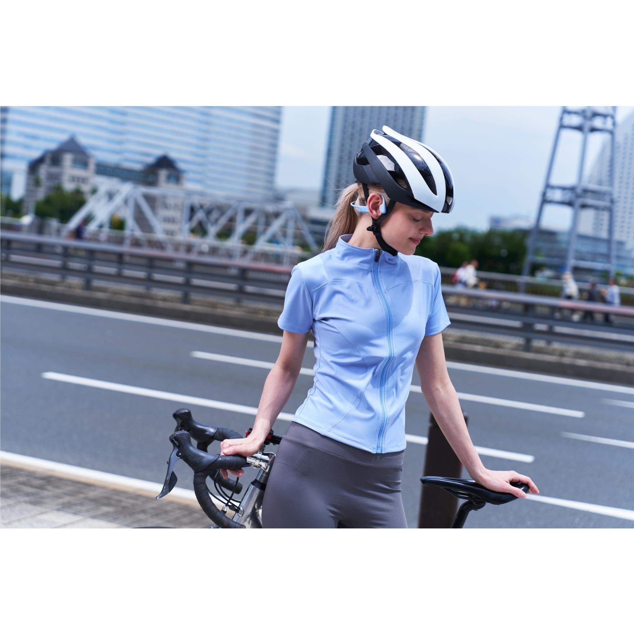 Shokz OpenRun Air 2 bone conduction headphones in ice blue, image 6 - Open-Ear Headphones at Tech Supply Shed NZ