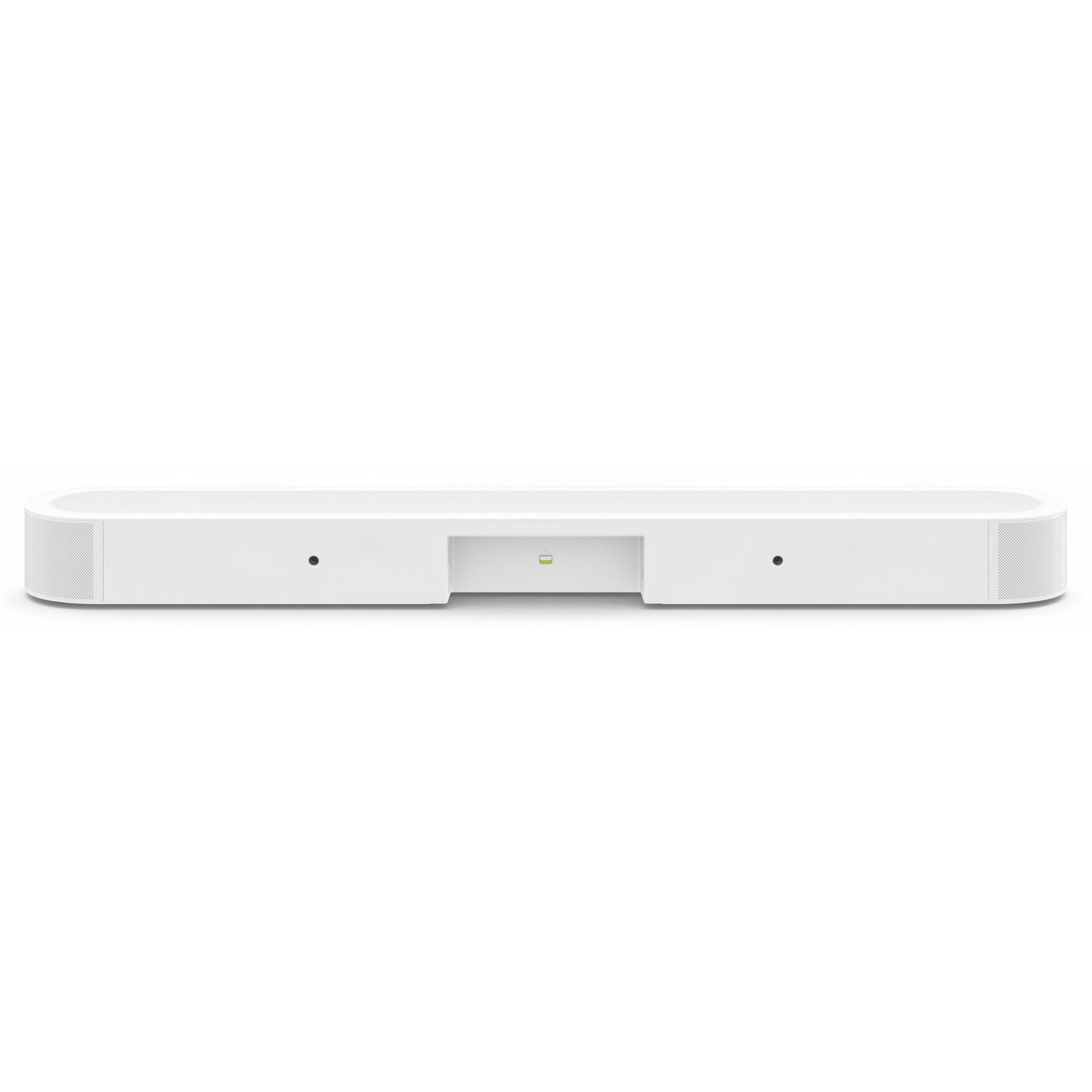 White Sonos Beam Ultra soundbar with bottom ports and control opening