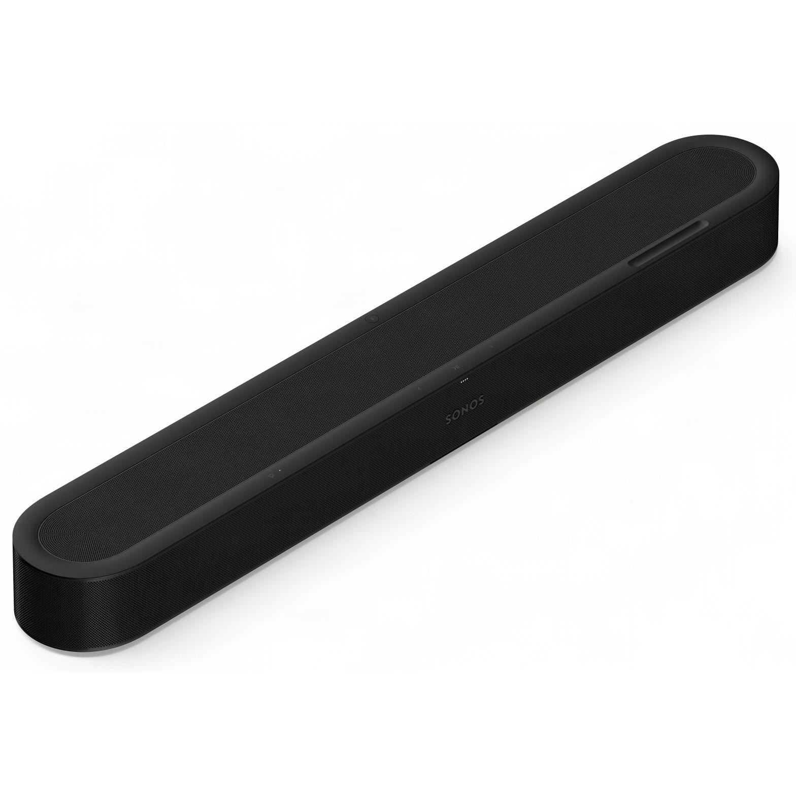 Black Sonos Beam Ultra soundbar with slim, rounded top and side grille