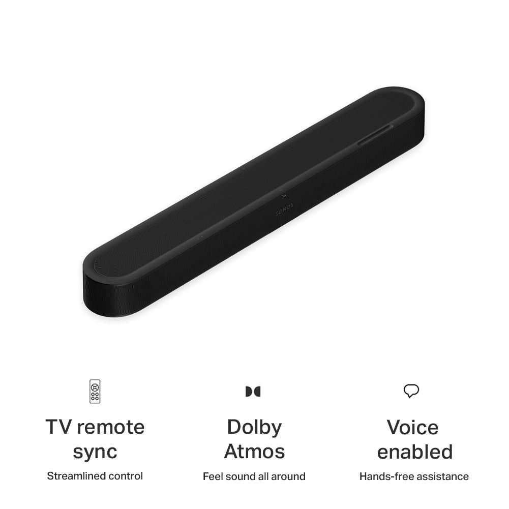 Black Sonos Beam Ultra soundbar angled view, slim profile