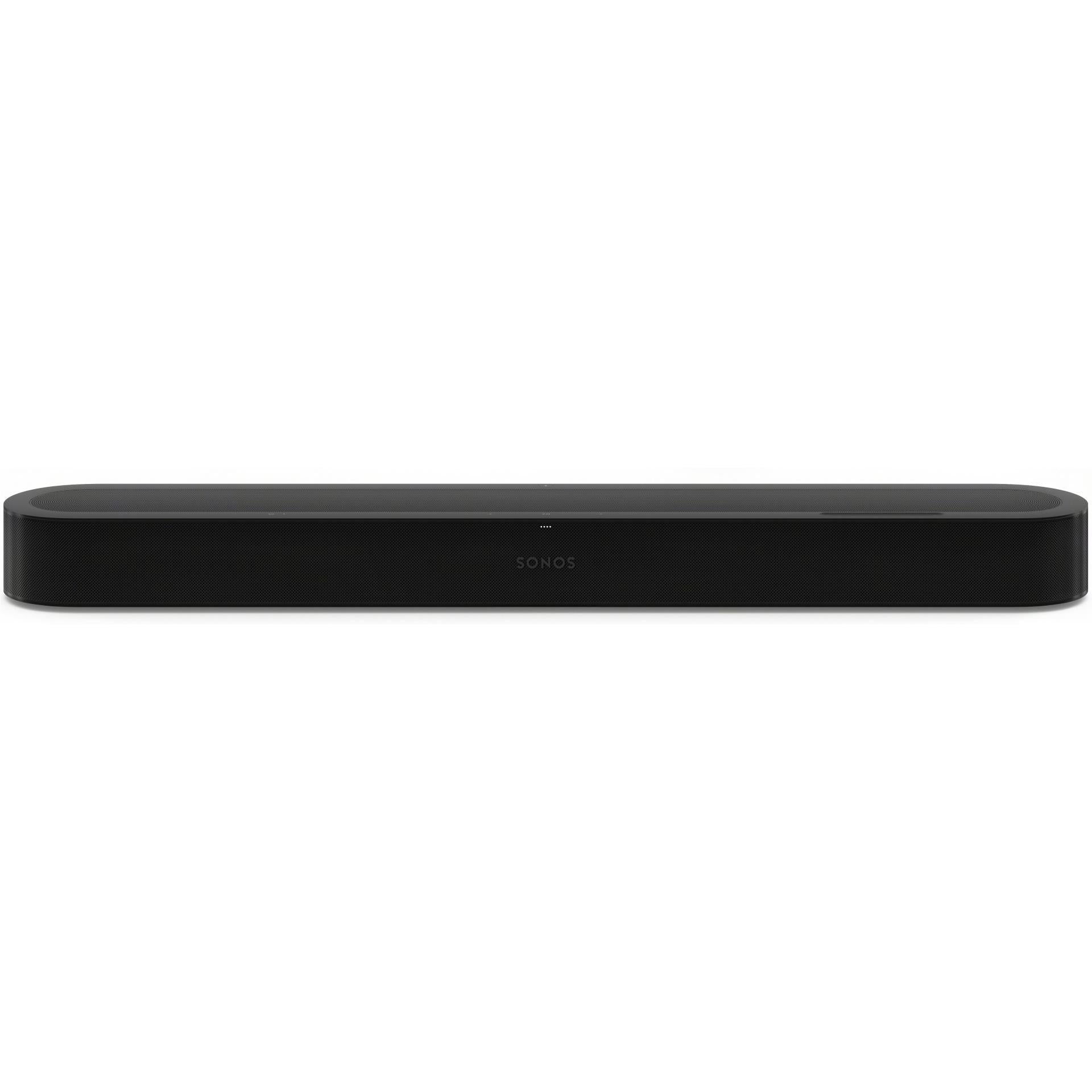 Black Sonos Beam Ultra soundbar front view, low-profile speaker bar