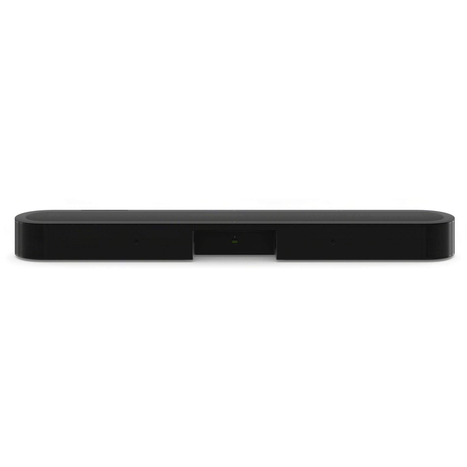 Black Sonos Beam Ultra soundbar with center panel detail on the bottom
