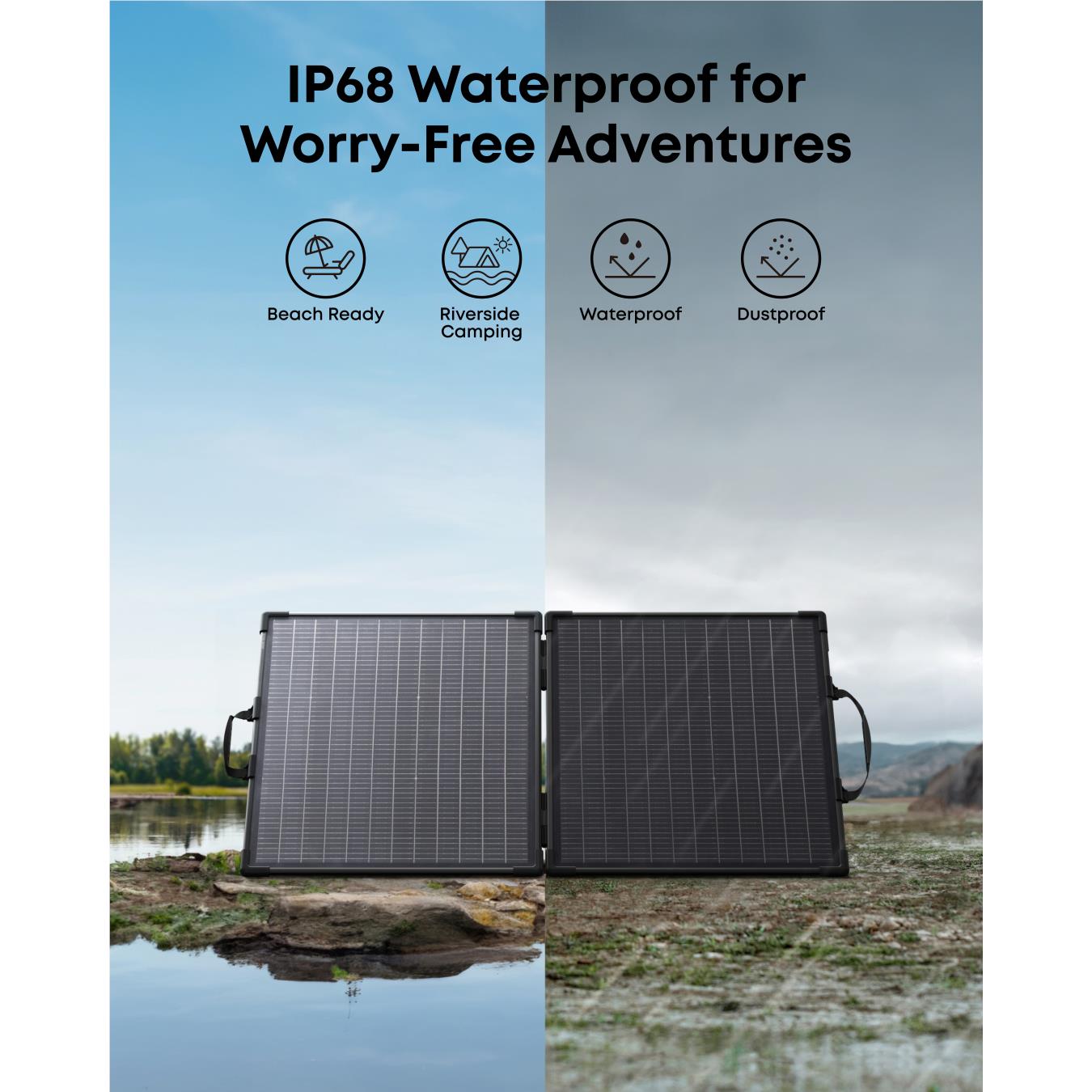 Anker SOLIX 100W bifacial foldable portable solar panel in black, image 12 - Solar Power at Tech Supply Shed NZ