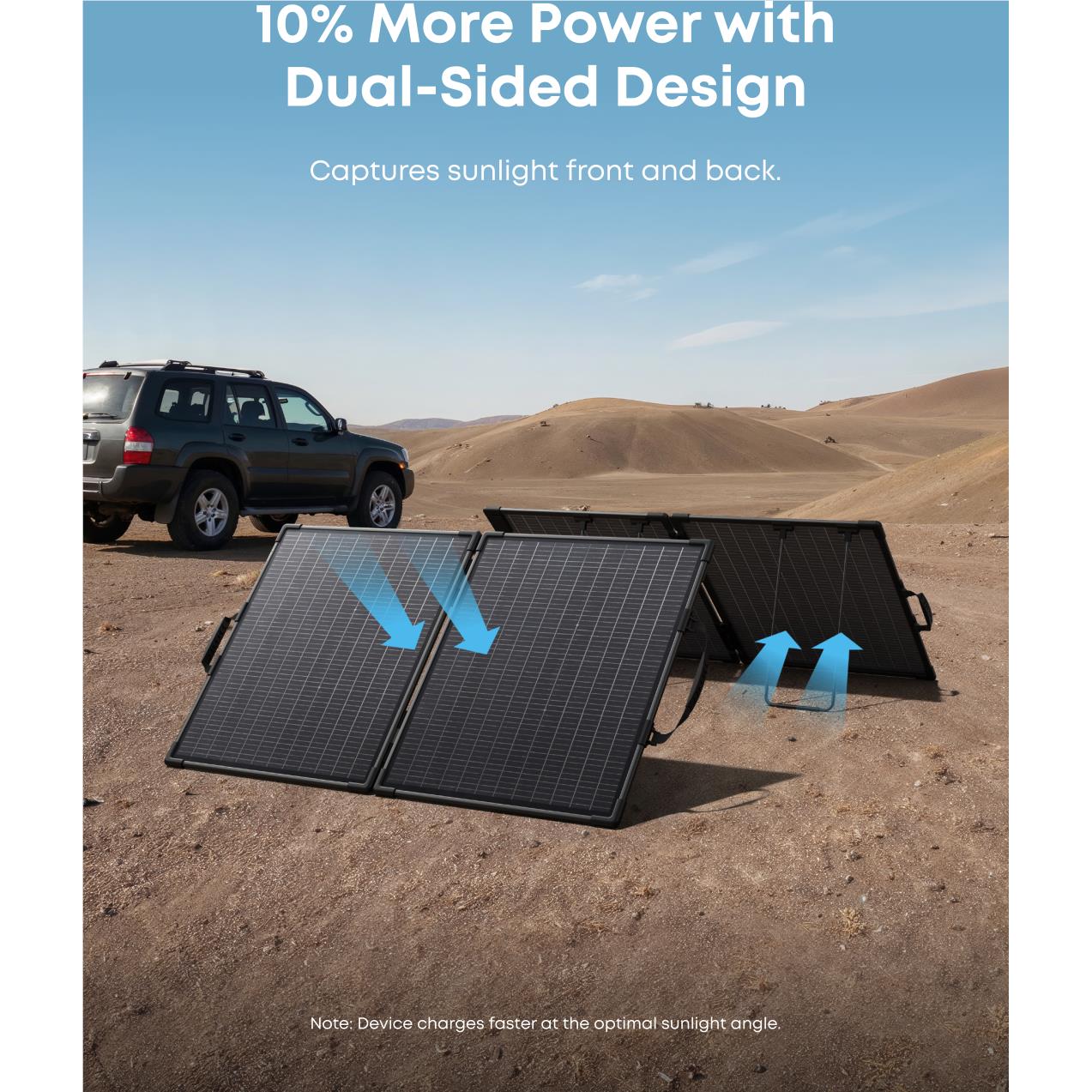 Anker SOLIX 100W bifacial foldable portable solar panel in black, image 8 - Solar Power at Tech Supply Shed NZ