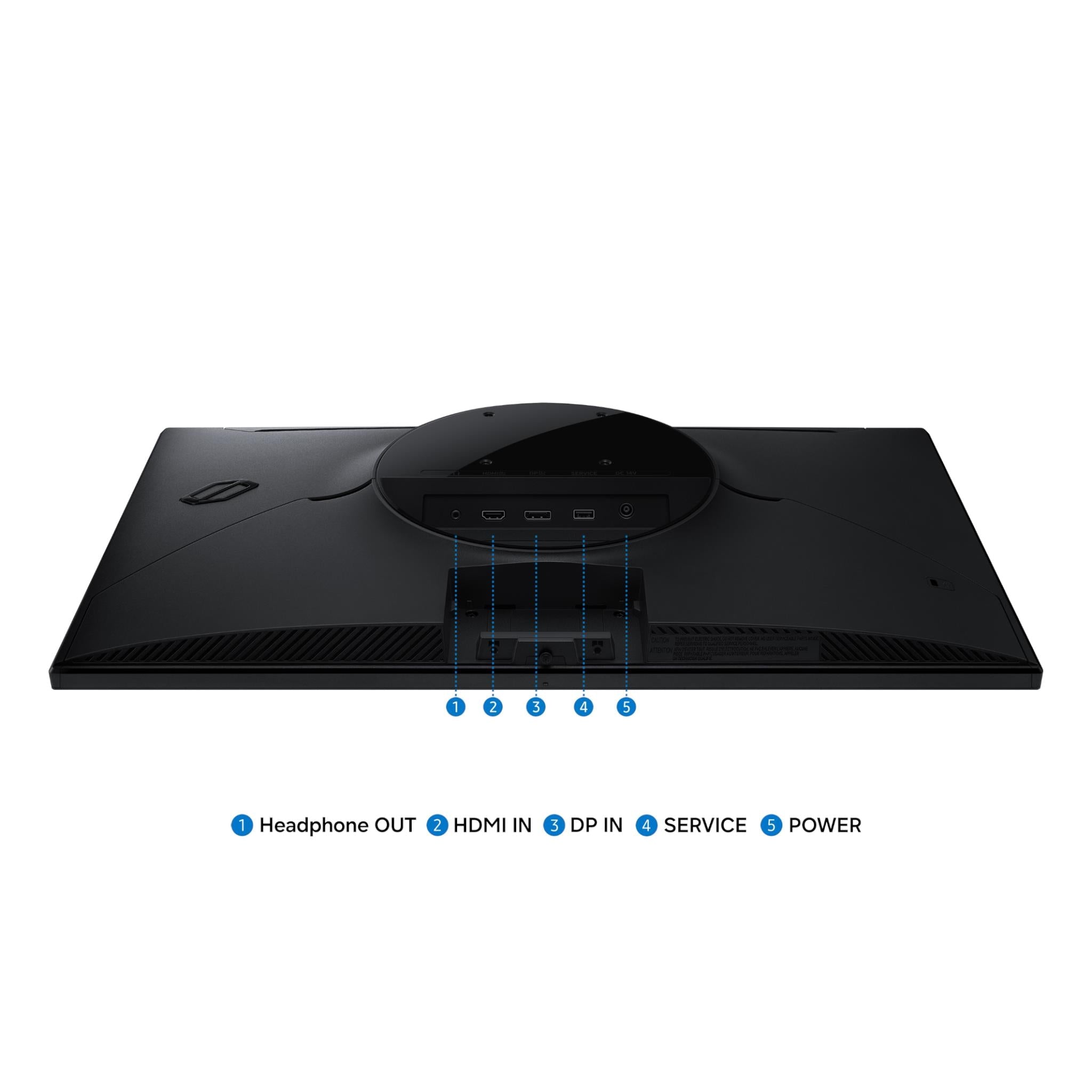 Samsung Odyssey G3 27" monitor rear ports panel with headphone, HDMI, and power connections
