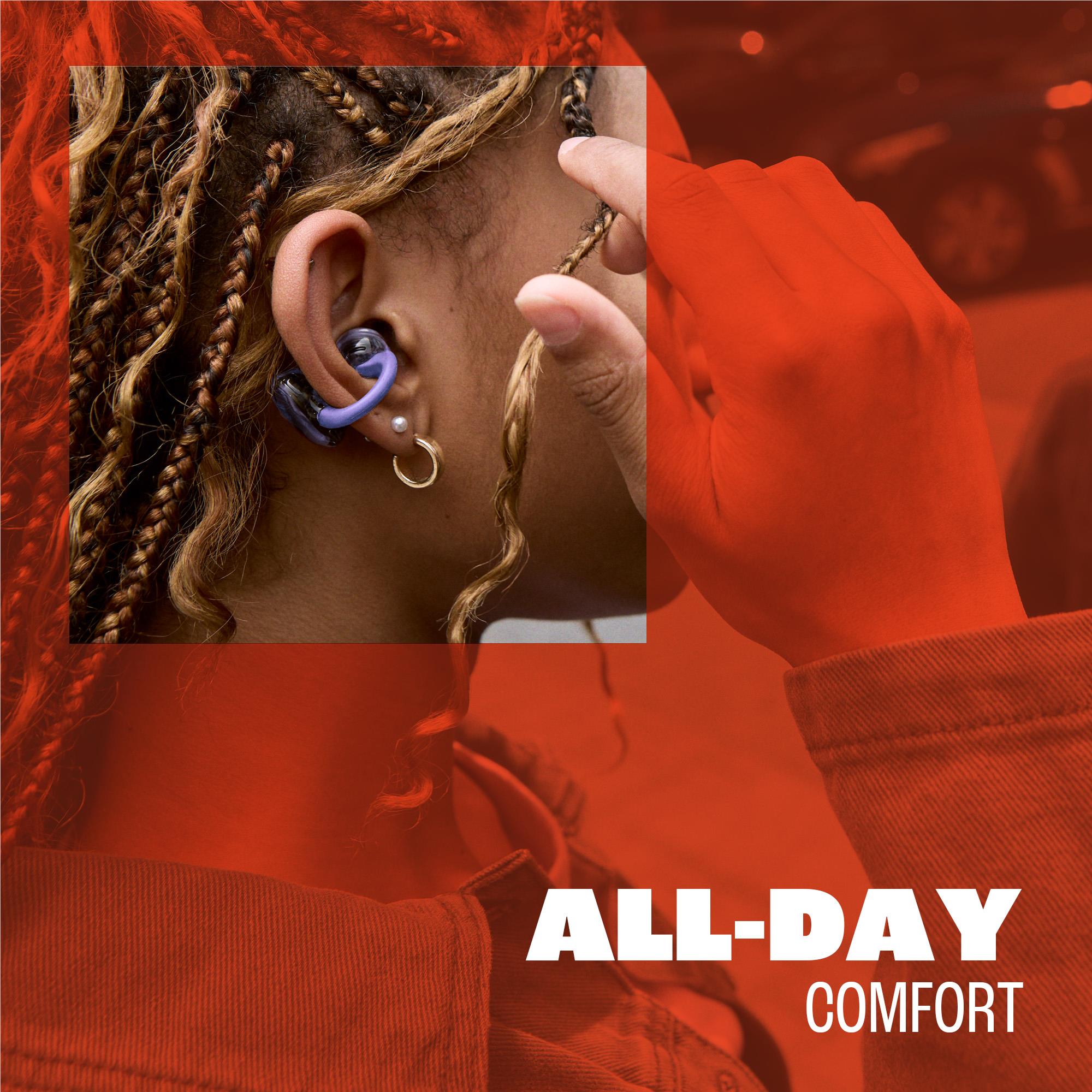 JBL Soundgear Clips open-ear earbuds in ghost purple, image 6 - Open-Ear Headphones at Tech Supply Shed NZ