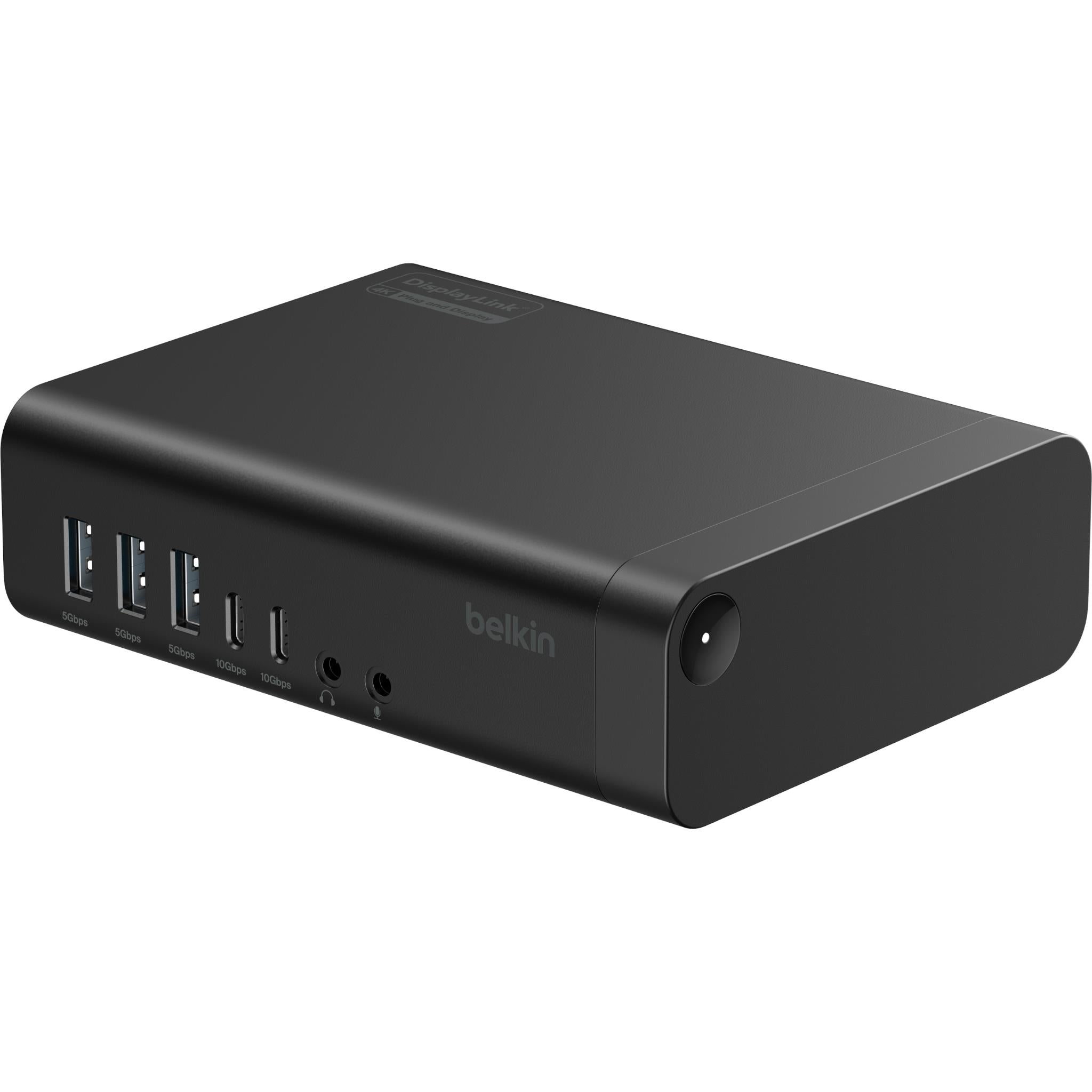 Belkin USB-C display dock, dark gray, compact rectangular design with front ports