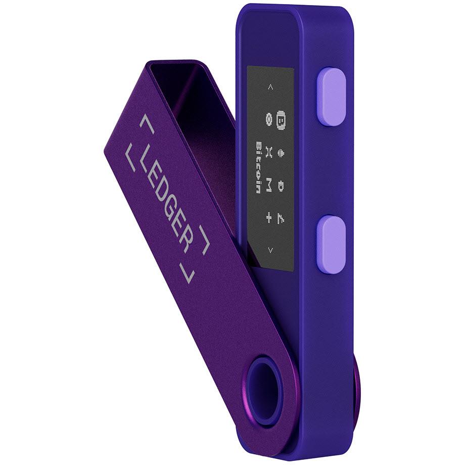 Amethyst purple Ledger Nano S Plus hardware crypto wallet with display
