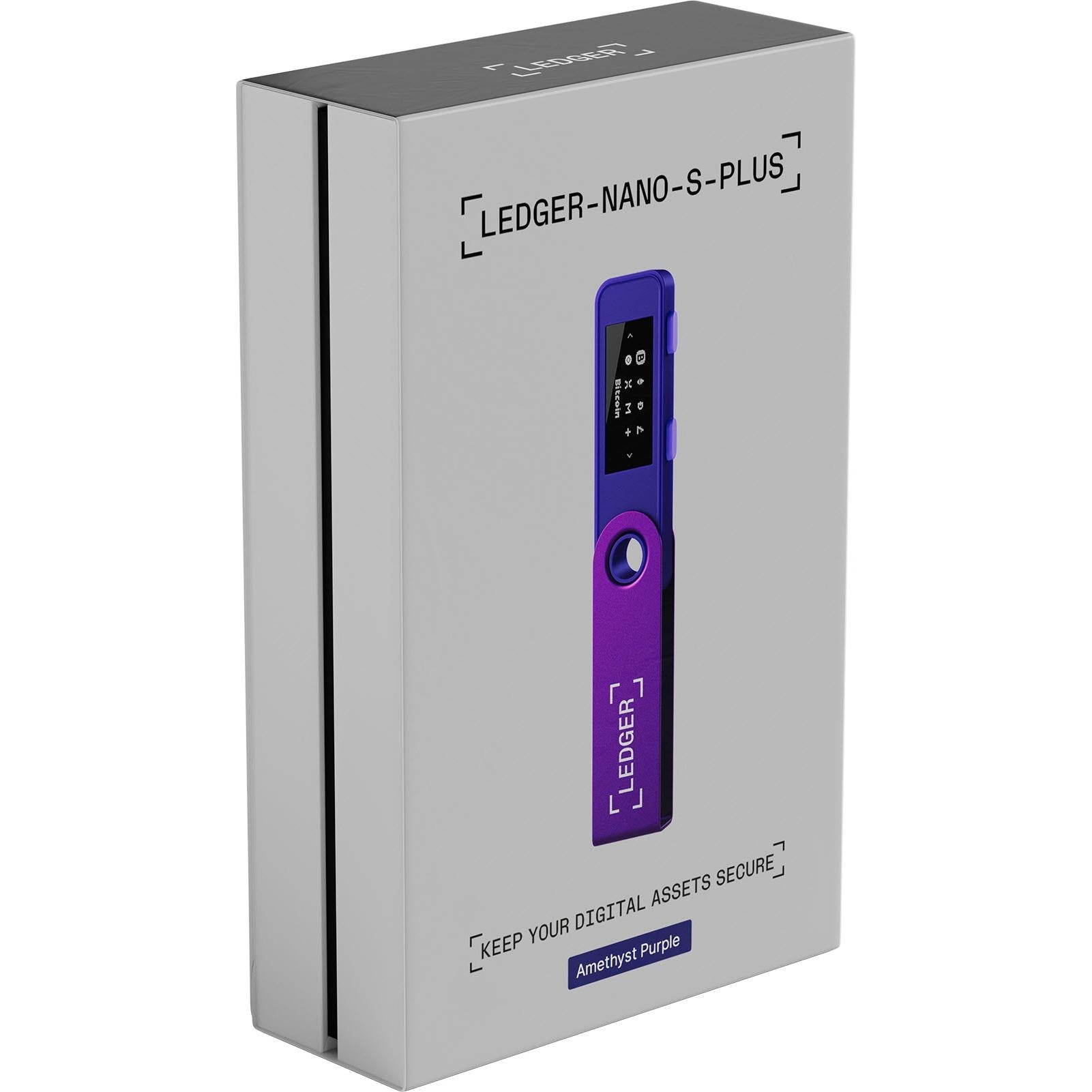 Ledger Nano S Plus crypto wallet retail box, amethyst purple