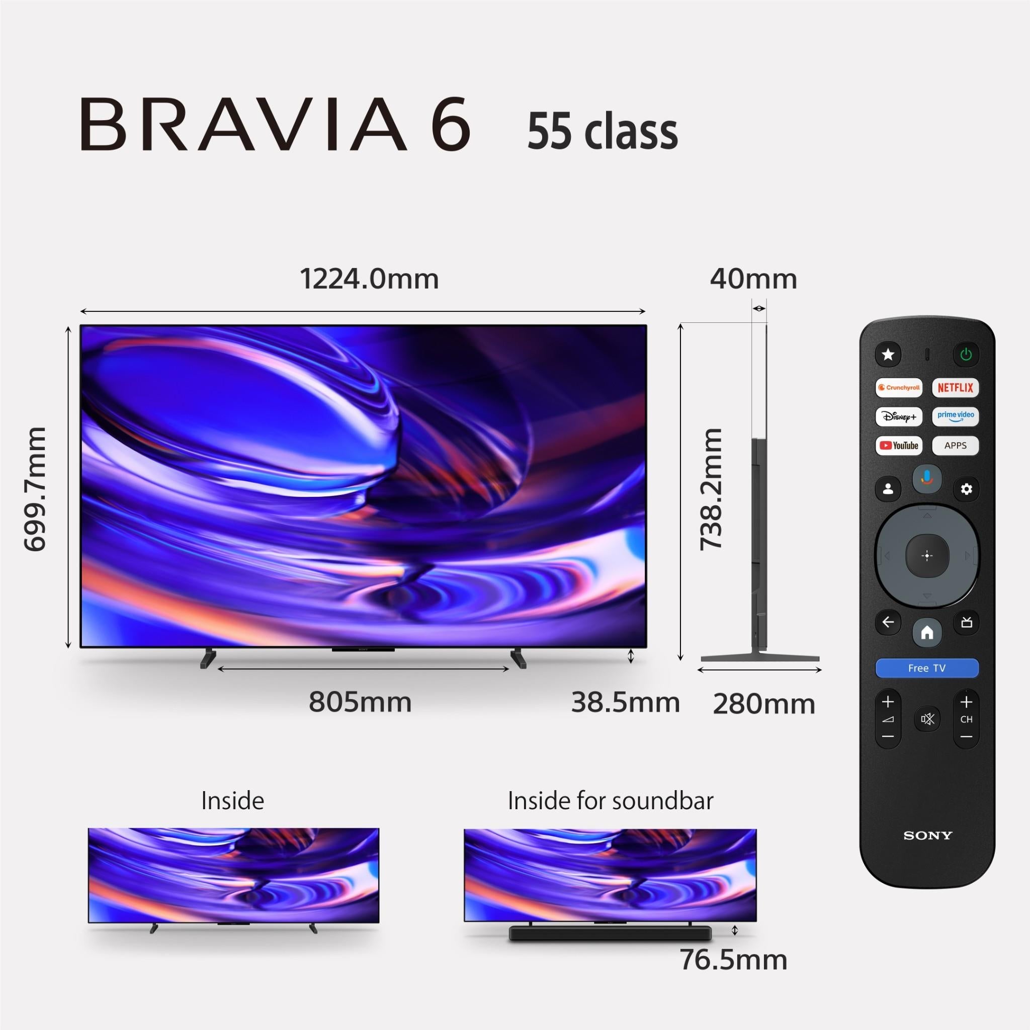 Sony BRAVIA 6 55 inch OLED 4K HDR Google TV, image 10 - Mid-Size TVs - 43" to 55" at Tech Supply Shed NZ