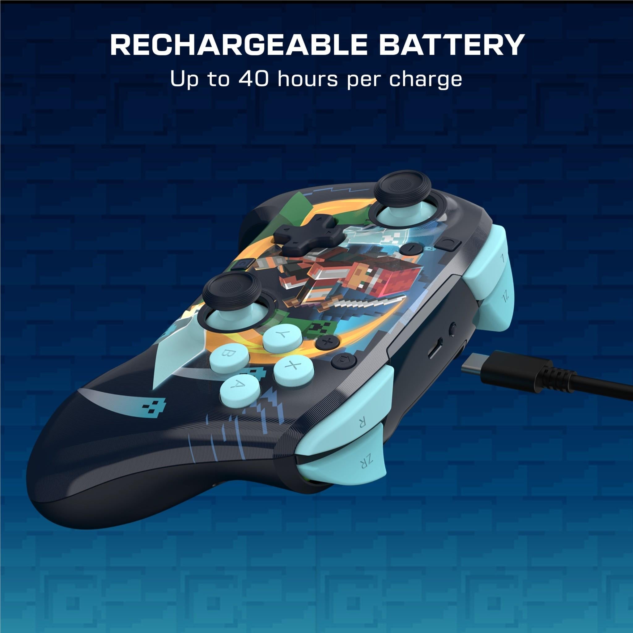 Turtle Beach Rematch wireless controller for Switch 2 with black Minecraft Dungeons II lenticular design, image 10 - Electronic Gaming Accessories at Tech Supply Shed NZ