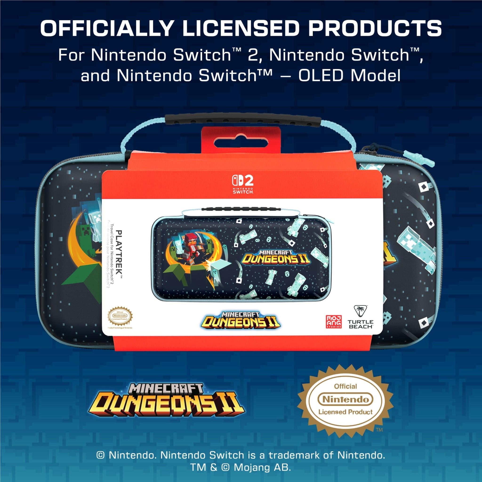 Turtle Beach PlayTrek blue Minecraft Dungeons II travel case for Nintendo Switch 2, image 5 - Electronic Gaming Accessories at Tech Supply Shed NZ