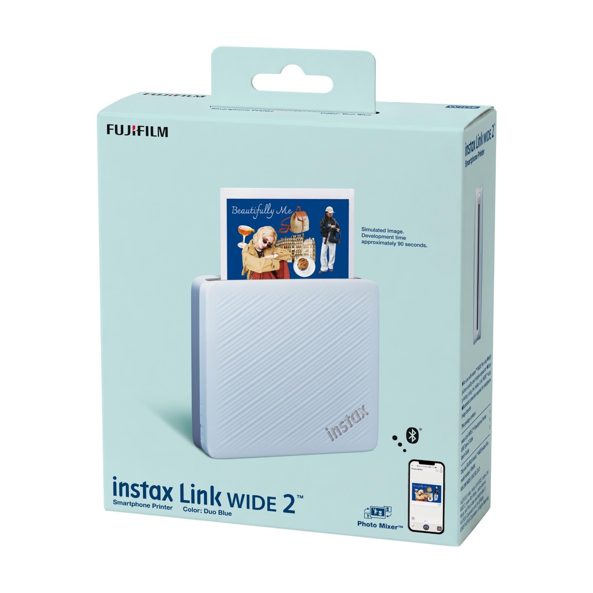 Fujifilm Instax Link WIDE 2 smartphone printer in Duo Blue, image 9 - Instant Cameras & Film at Tech Supply Shed NZ
