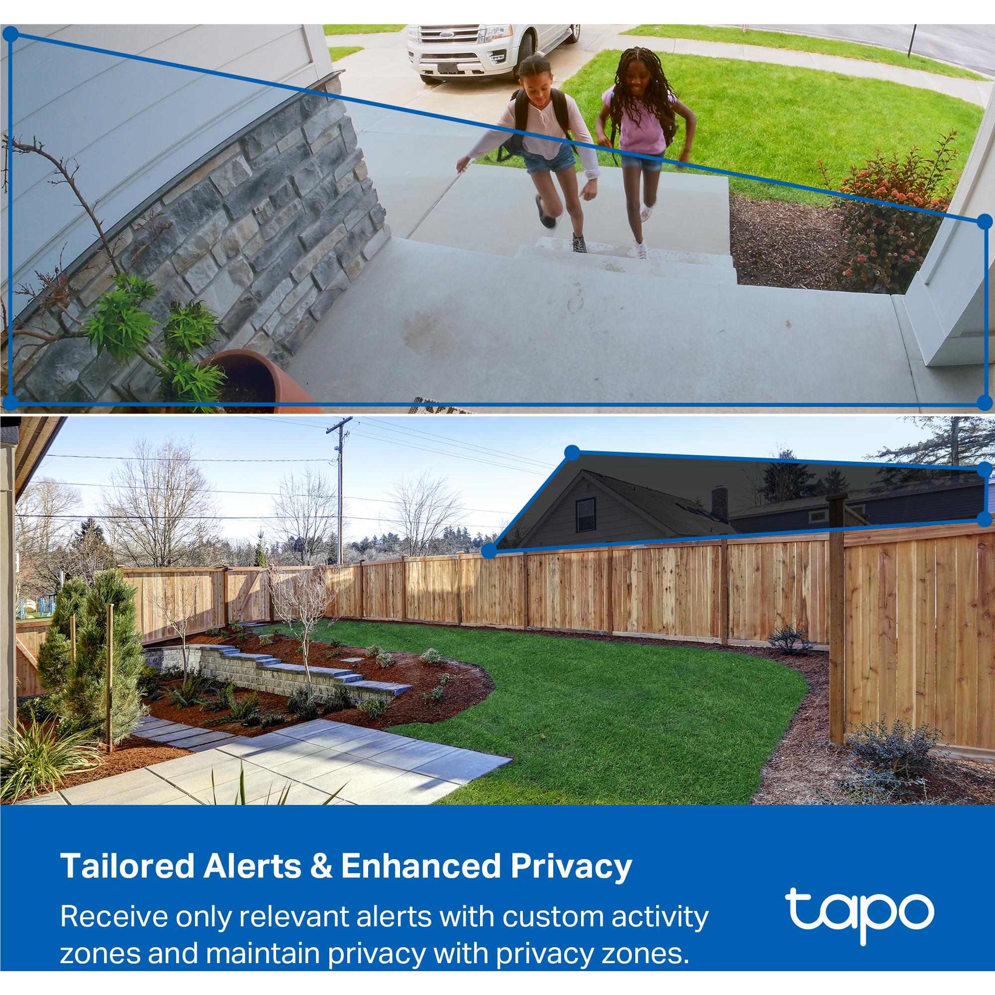 Mobile app interface with tailored alert indicators and privacy zone overlays