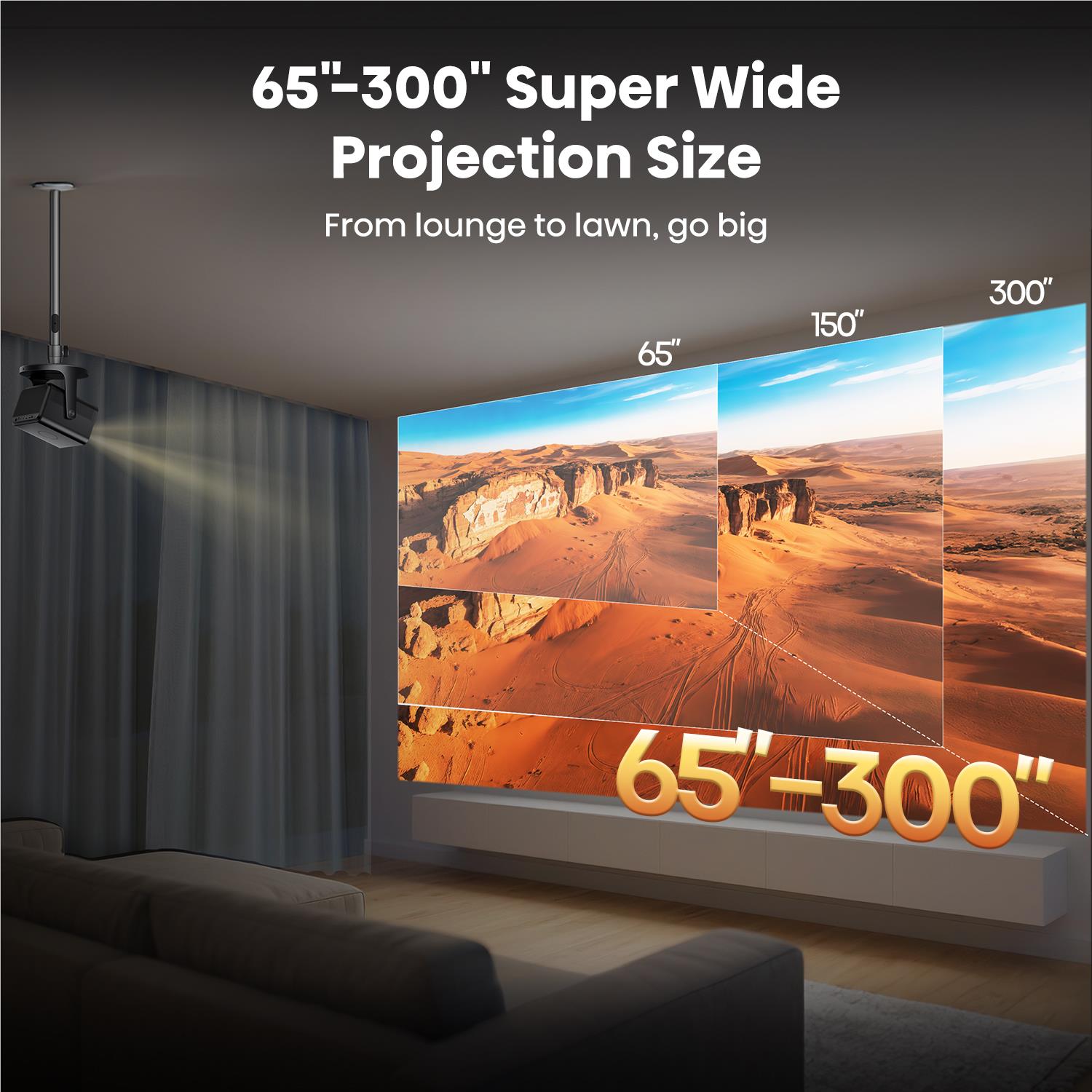 Hisense C3 laser projector mounted near ceiling projecting a wide image