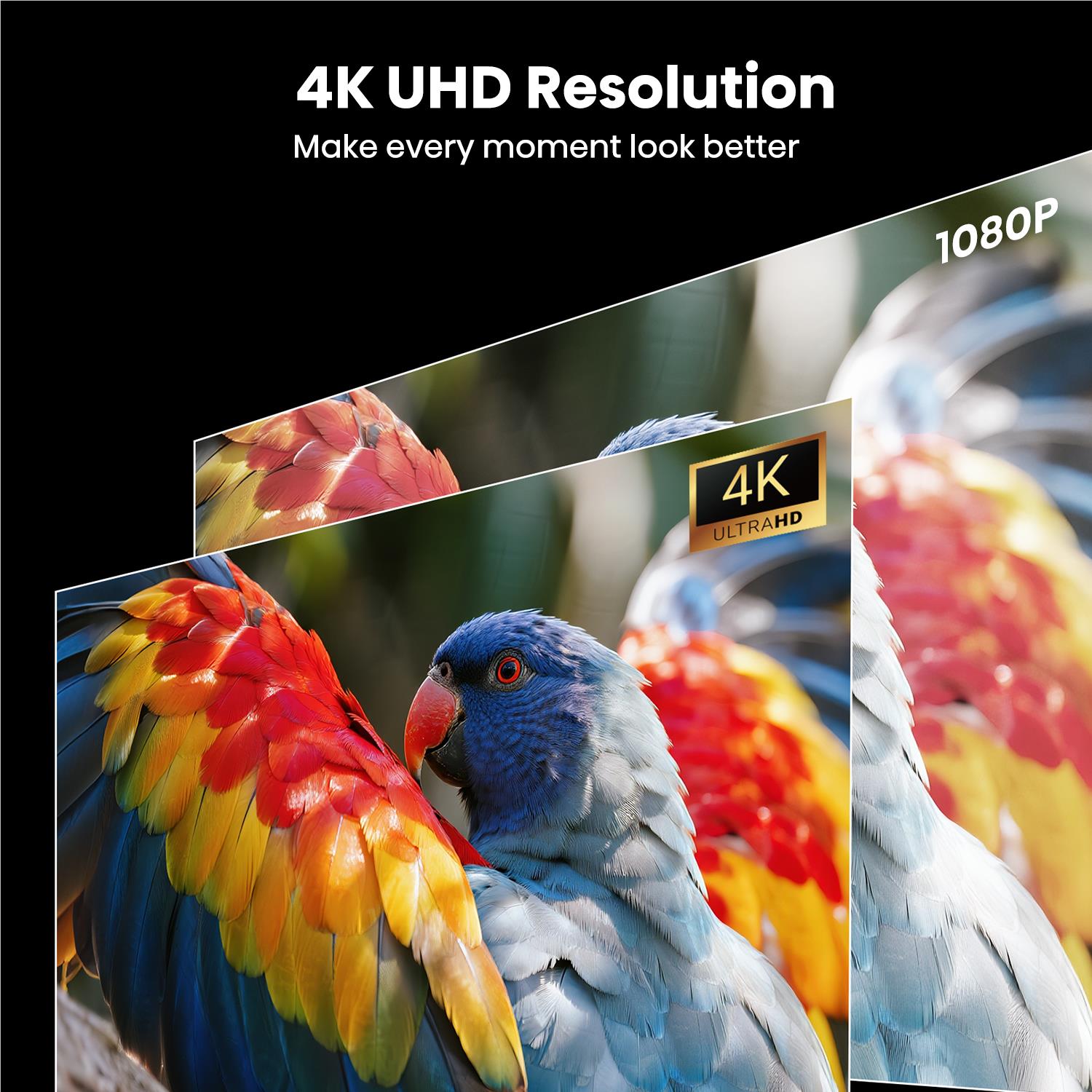 4K UHD resolution feature graphic for a laser projector