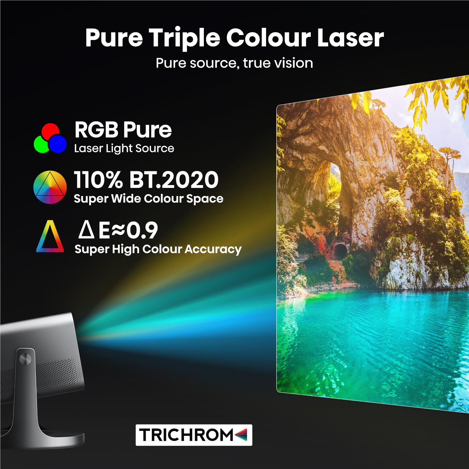 Pure triple colour laser feature graphic with RGB laser light and Trichrom