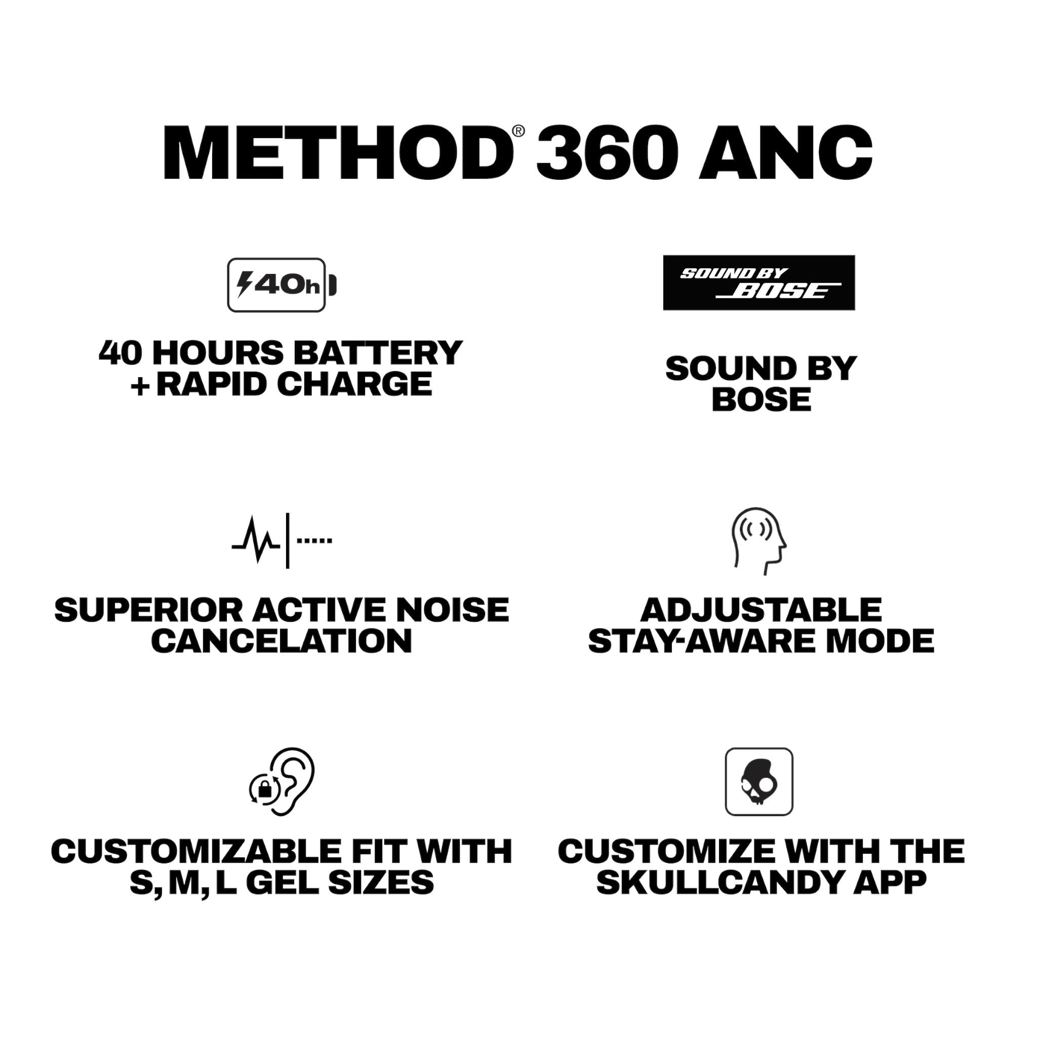 Skullcandy Method 360 ANC earbuds with Sound by Bose in pink and charging case, image 11 - In-Ear Headphones & Earbuds at Tech Supply Shed NZ