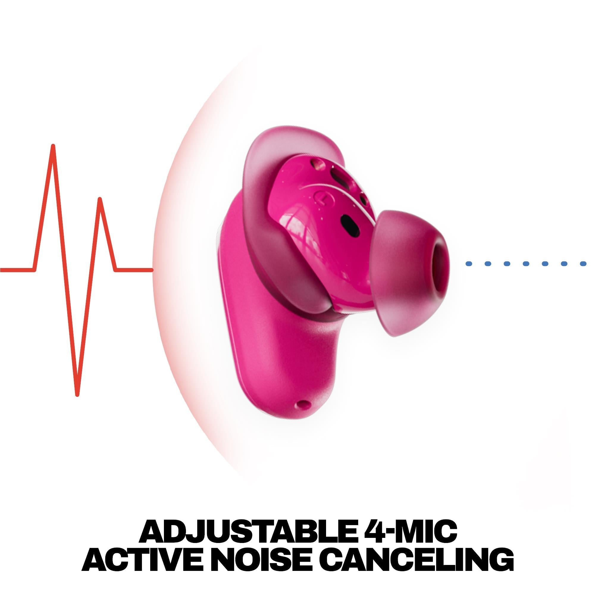 Skullcandy Method 360 ANC earbuds with Sound by Bose in pink and charging case, image 9 - In-Ear Headphones & Earbuds at Tech Supply Shed NZ