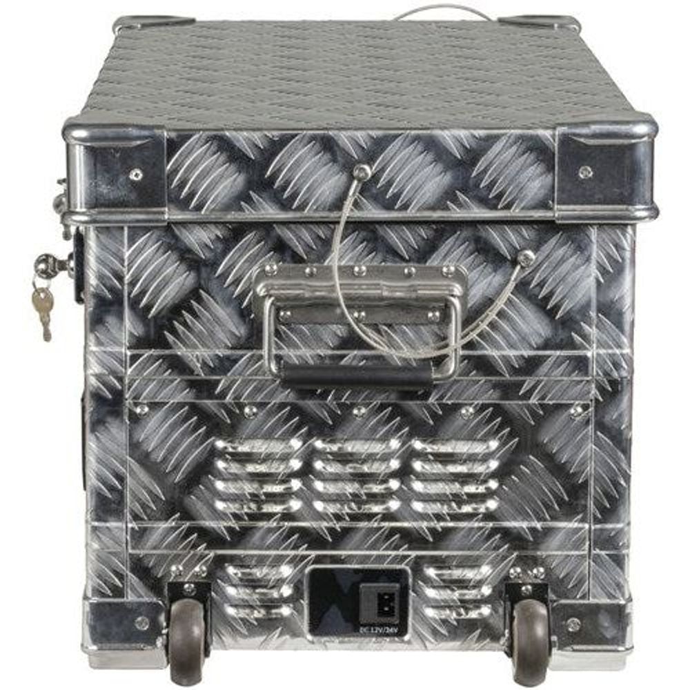 42L Brass Monkey Portable Dual Zone Aluminium Check Plate Fridge/Freezer