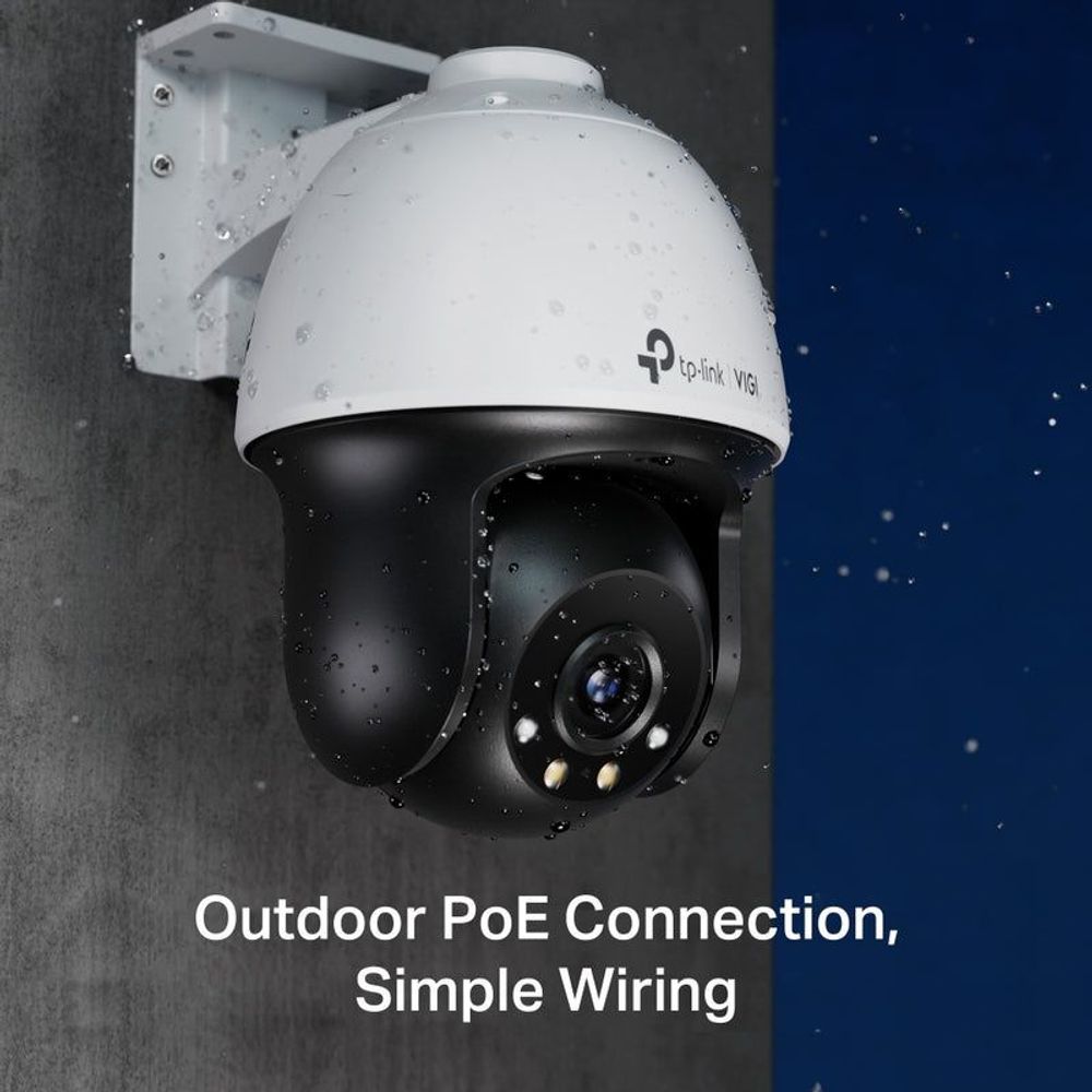 Weatherproof outdoor PoE pan-tilt camera with raindrop protection