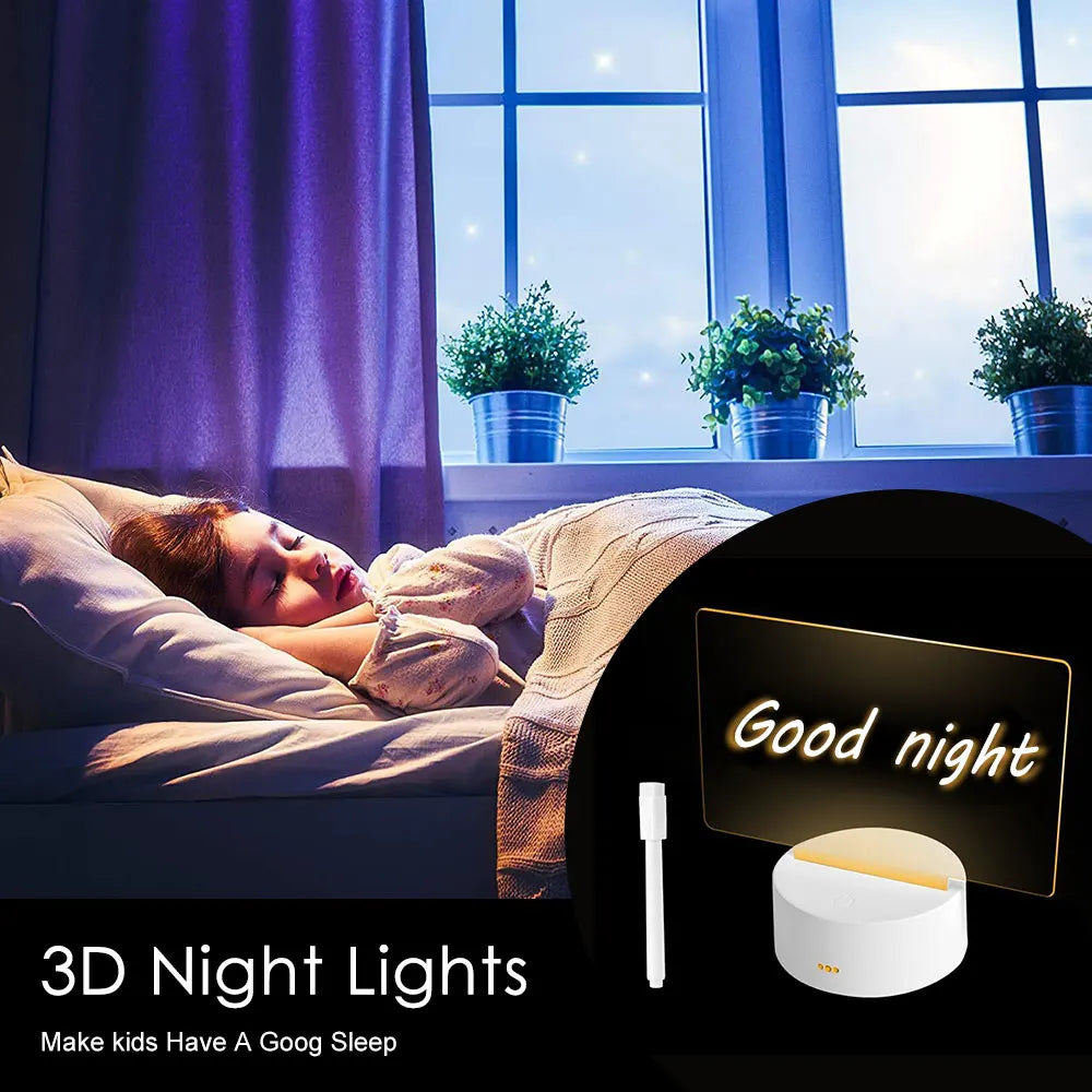 LED Night Light with Note Board and Pen - Color Changing Desktop Lamp