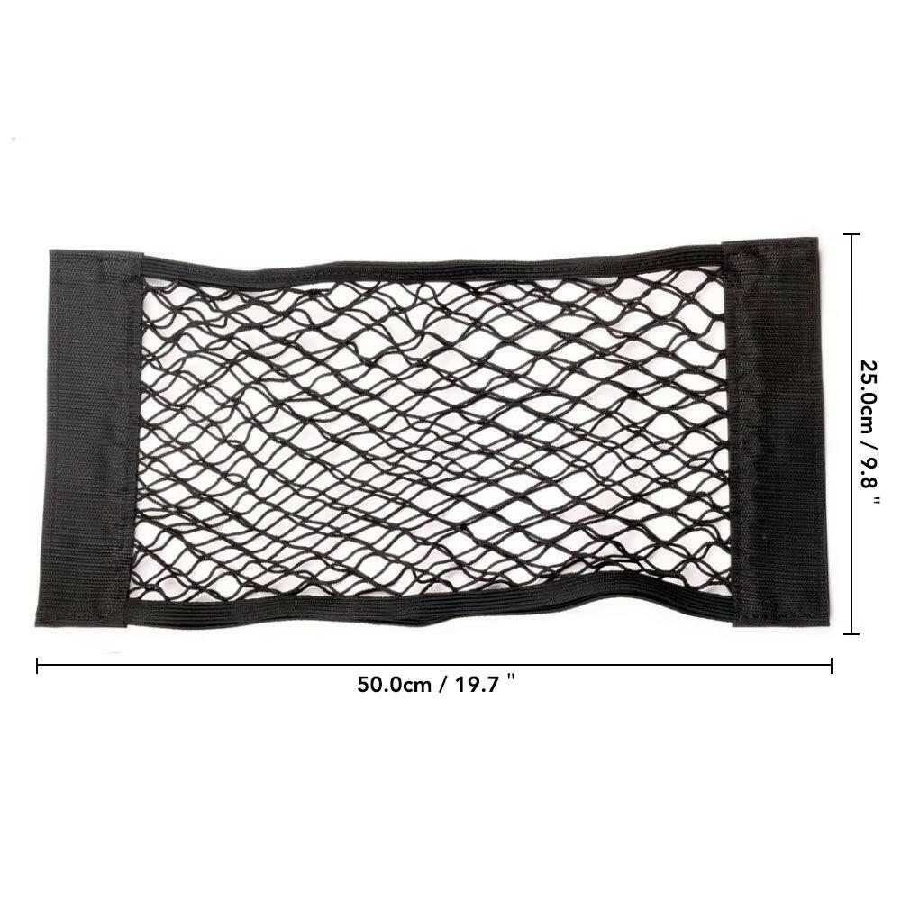 Car Back Seat Mesh Storage Organizer with Elastic String Net and Magic Sticker - Universal Trunk Pocket Cage 50 X 25Cm