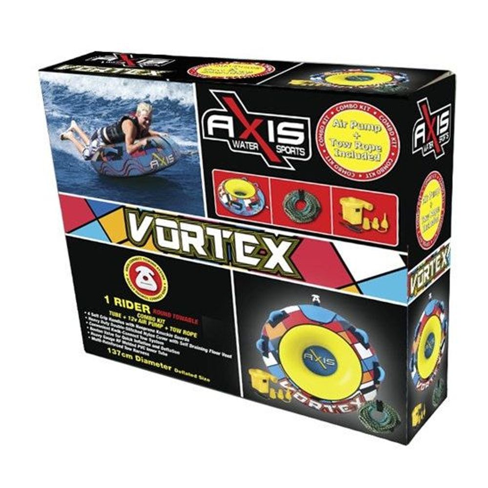 Axis Vortex Single 54 Inch Ski Tube Kit with 12V Pump and 50 FT Rope for 1 Person