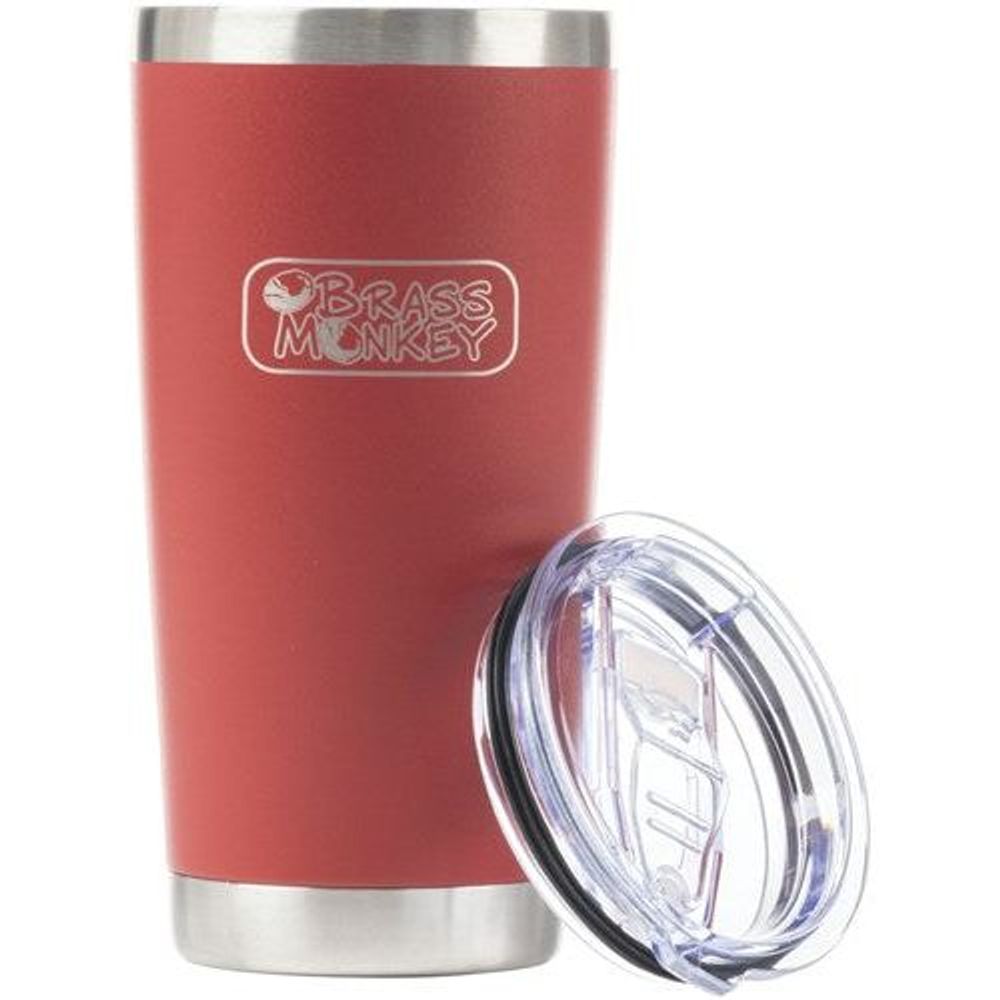 Brass Monkey 590ml Maroon Stainless Steel Cup with Push Lid