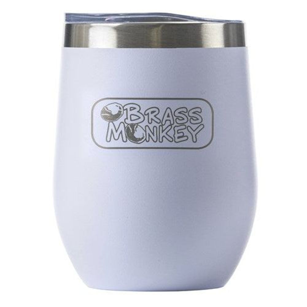 Brass Monkey 350ml White Stainless Steel Cup with Lid