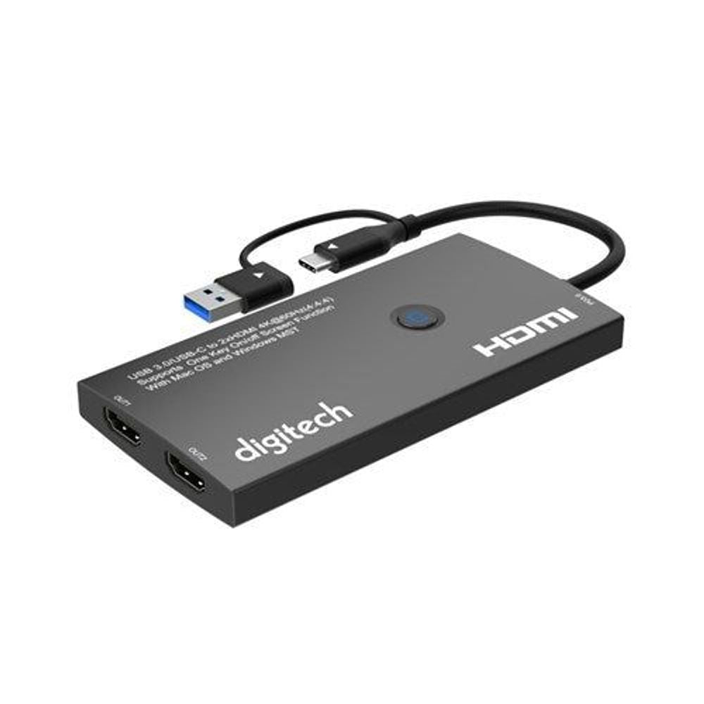 USB 3.0/USB-C to 2xHDMI 4K@60Hz(4:4:4) Supports One Key On/off Screen Function With Mac OS and Windows MST